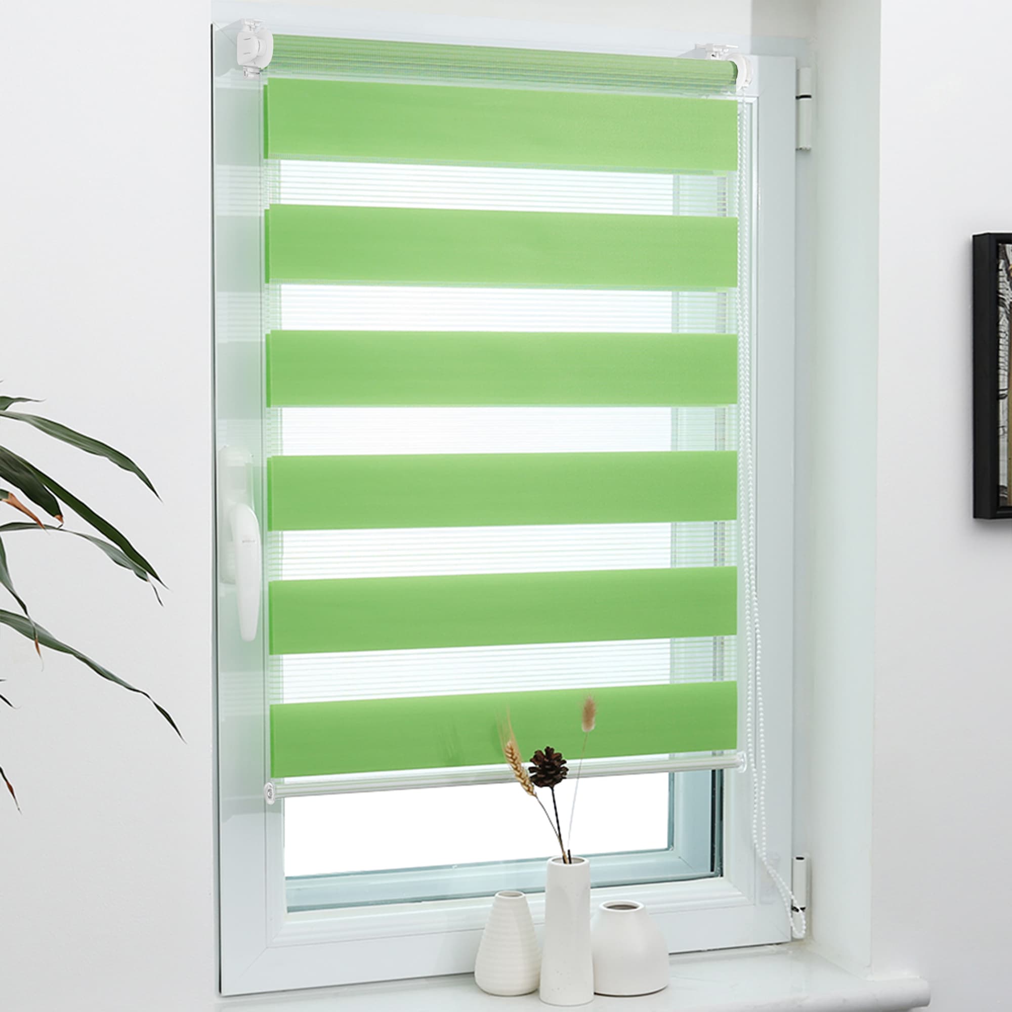Doppelrollo Duo Rollo Klemmfix ohne Bohren Grün