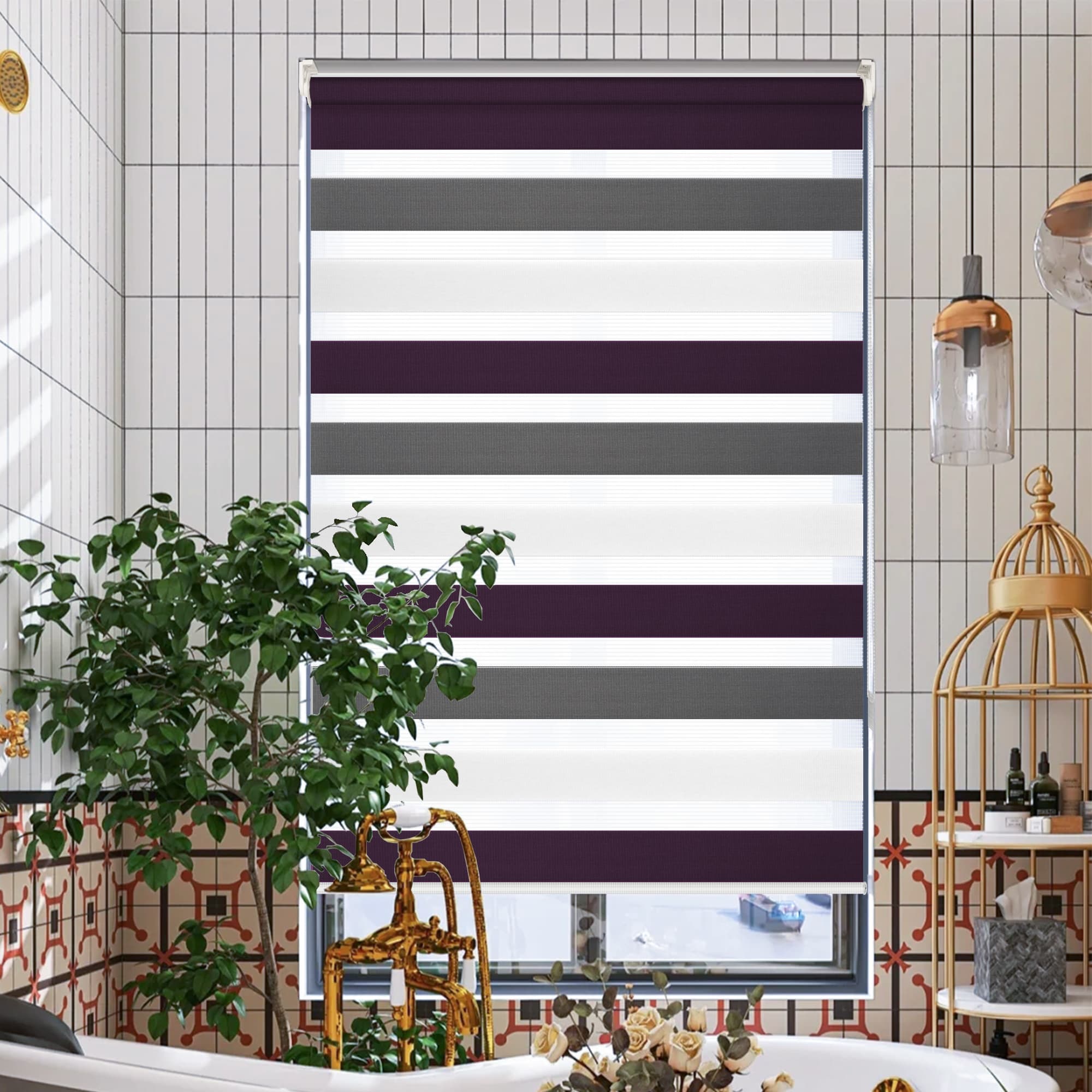 Doppelrollo Duo Rollo Klemmfix ohne Bohren Weiß Anthrazit Aubergine