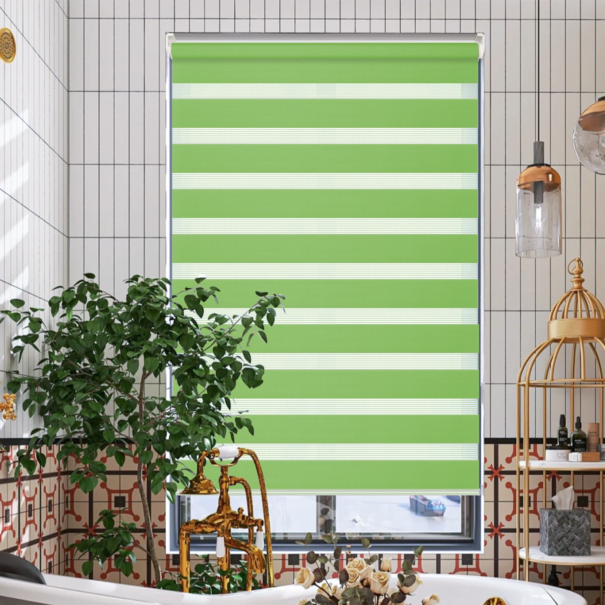 Doppelrollo Duo Rollo Klemmfix ohne Bohren Grün