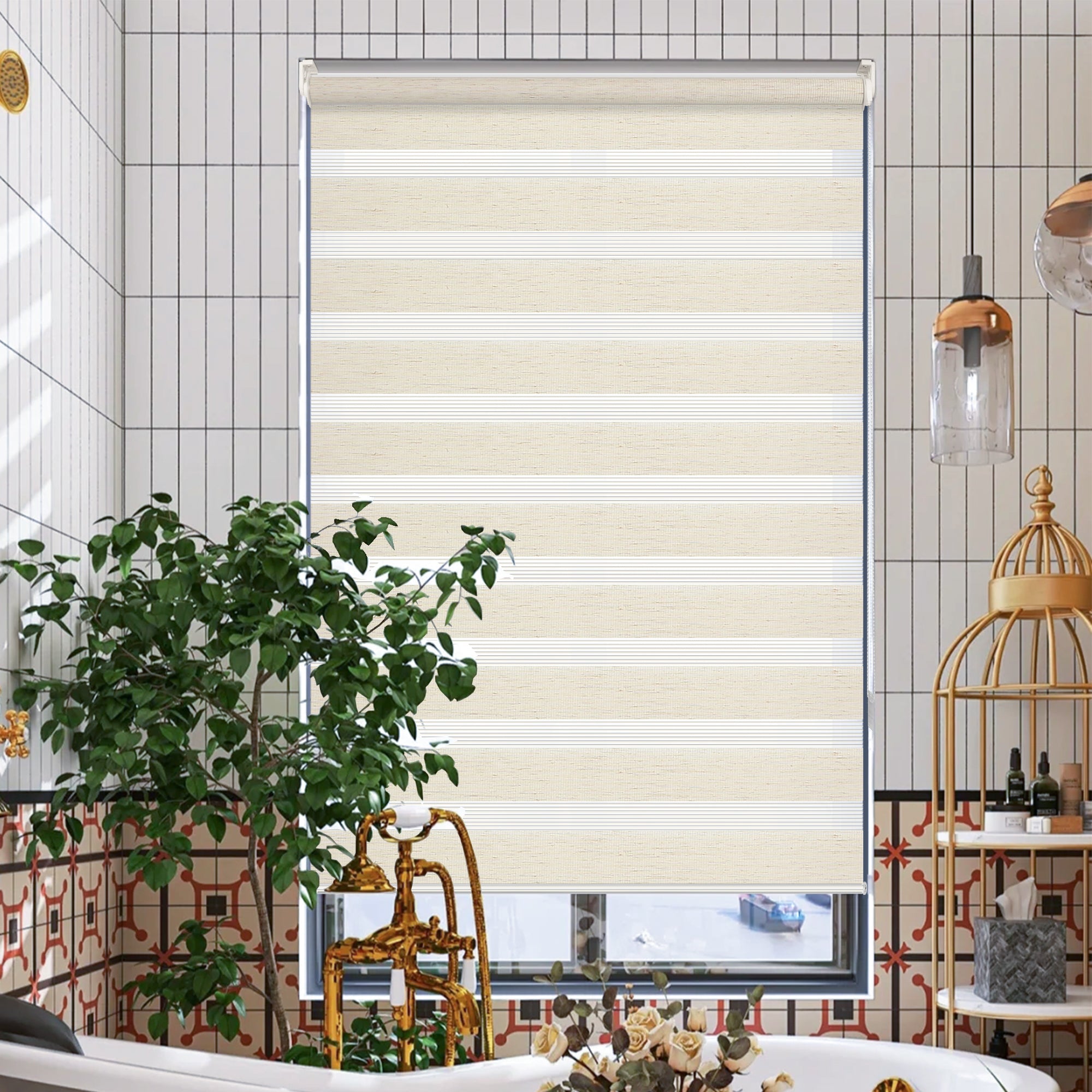 Doppelrollo Duo Rollo Klemmfix ohne Bohren Leinen