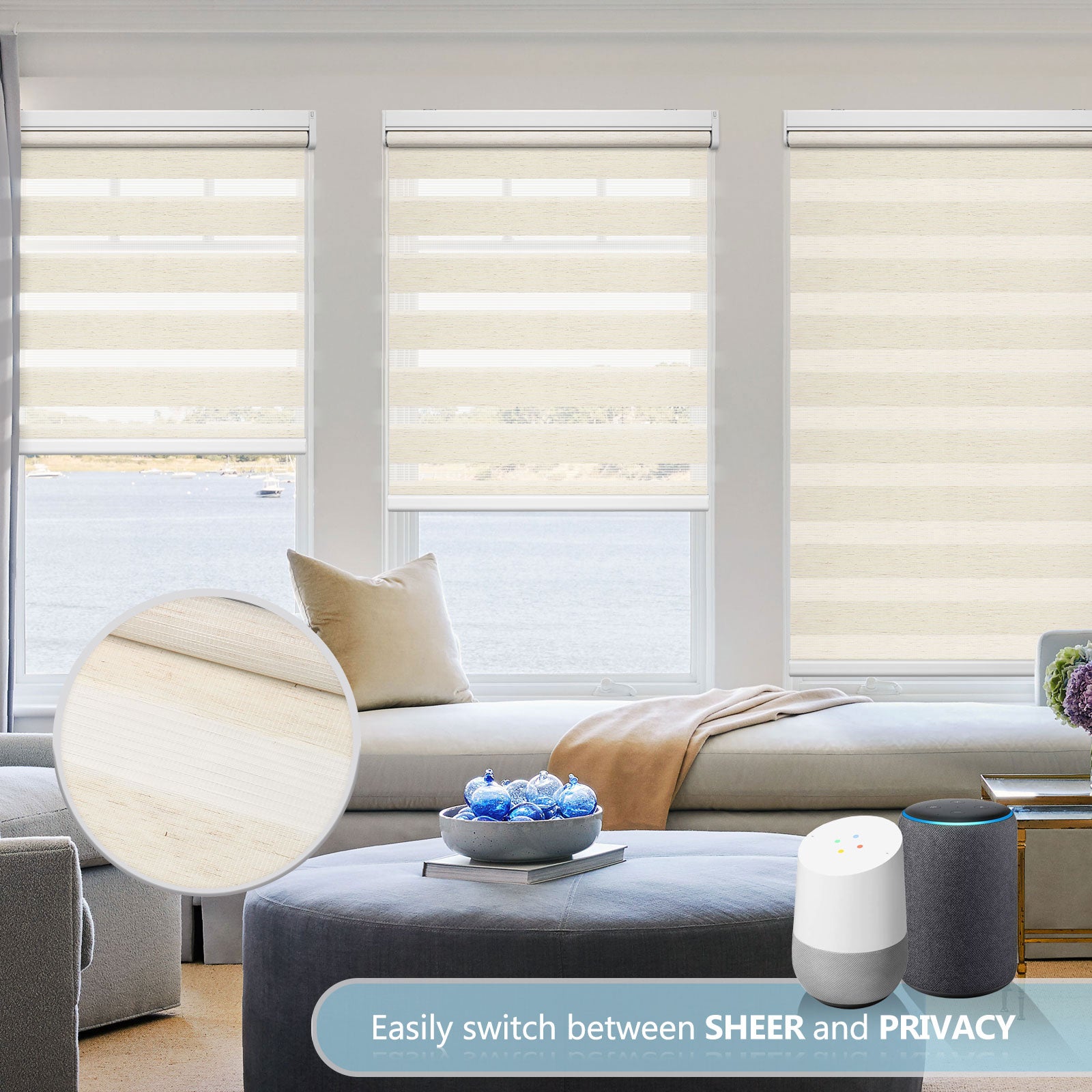 M100 Elektrisch | Lichtdurchlässige | Batterie | Zebra-Rollo | Nach Maß