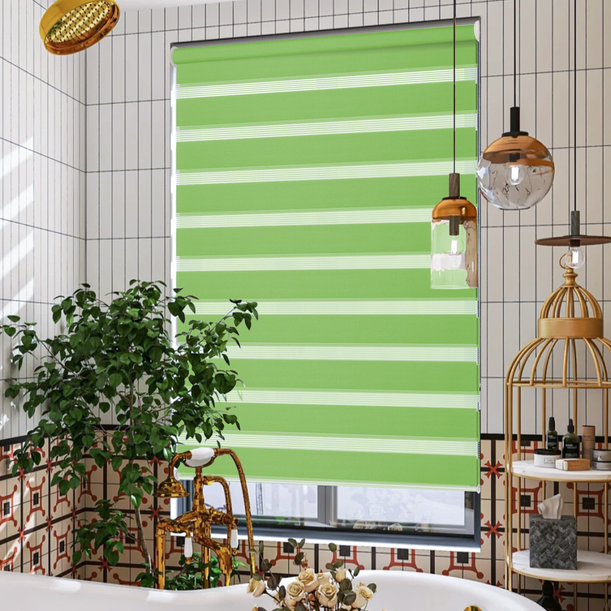 Doppelrollo Duo Rollo Klemmfix ohne Bohren Grün