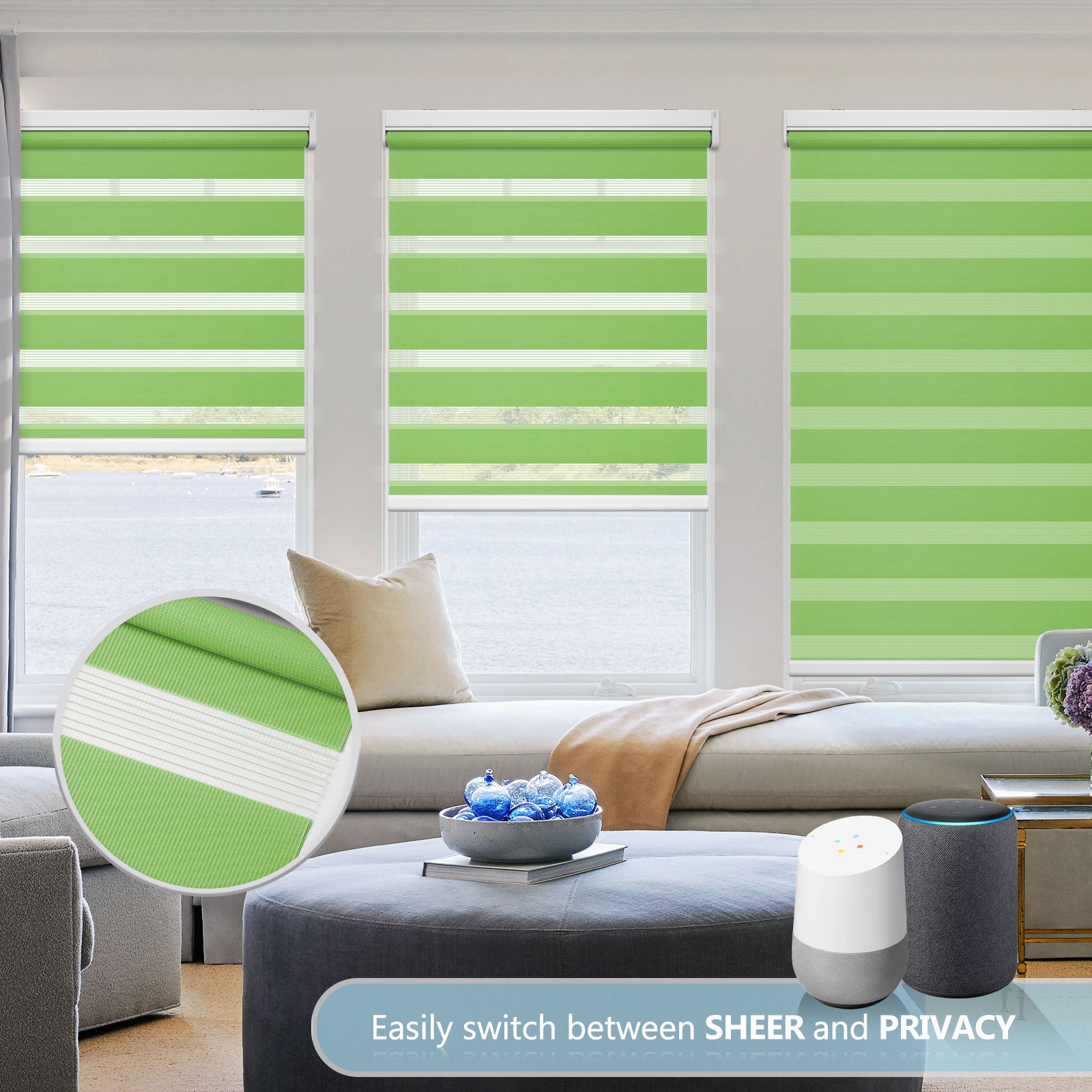 M100 Elektrisch | Lichtdurchlässige | Batterie | Zebra-Rollo | Nach Maß