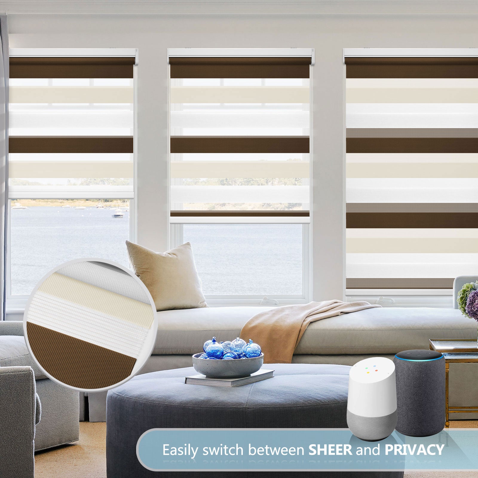 M100 Elektrisch | Lichtdurchlässige | Batterie | Zebra-Rollo | Nach Maß