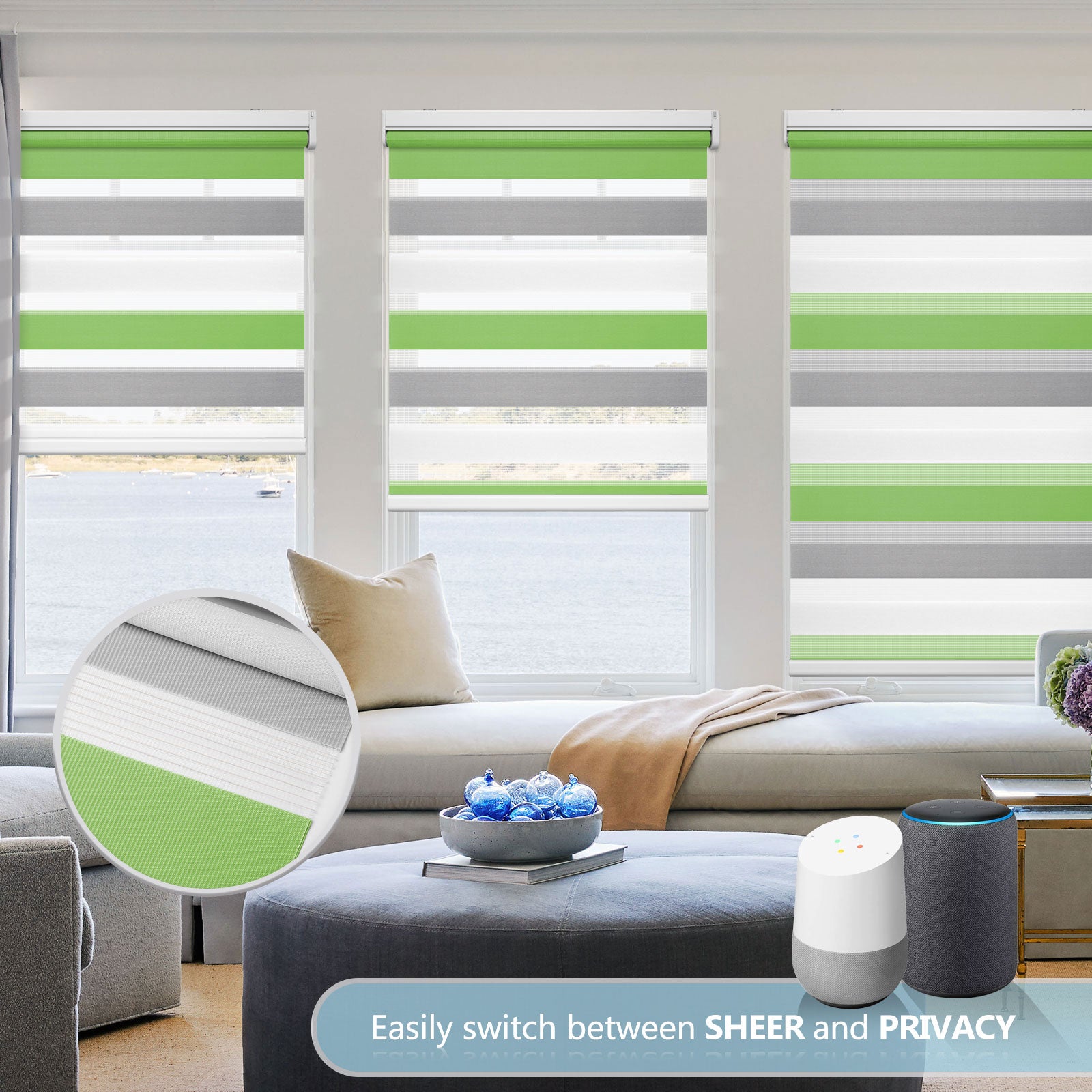 M100 Elektrisch | Lichtdurchlässige | Batterie | Zebra-Rollo | Nach Maß