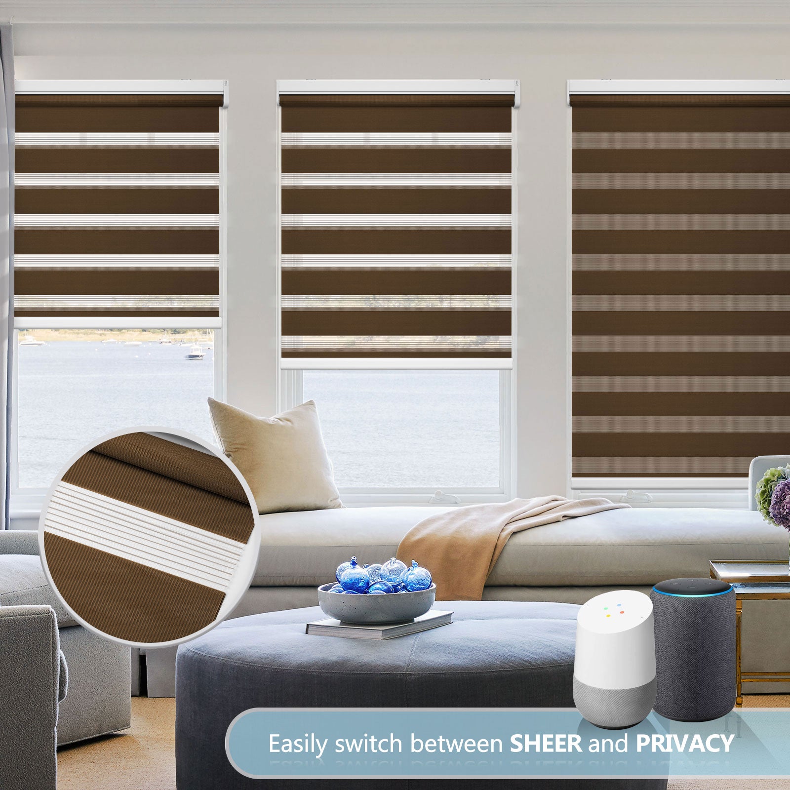 M100 Elektrisch | Lichtdurchlässige | Batterie | Zebra-Rollo | Nach Maß