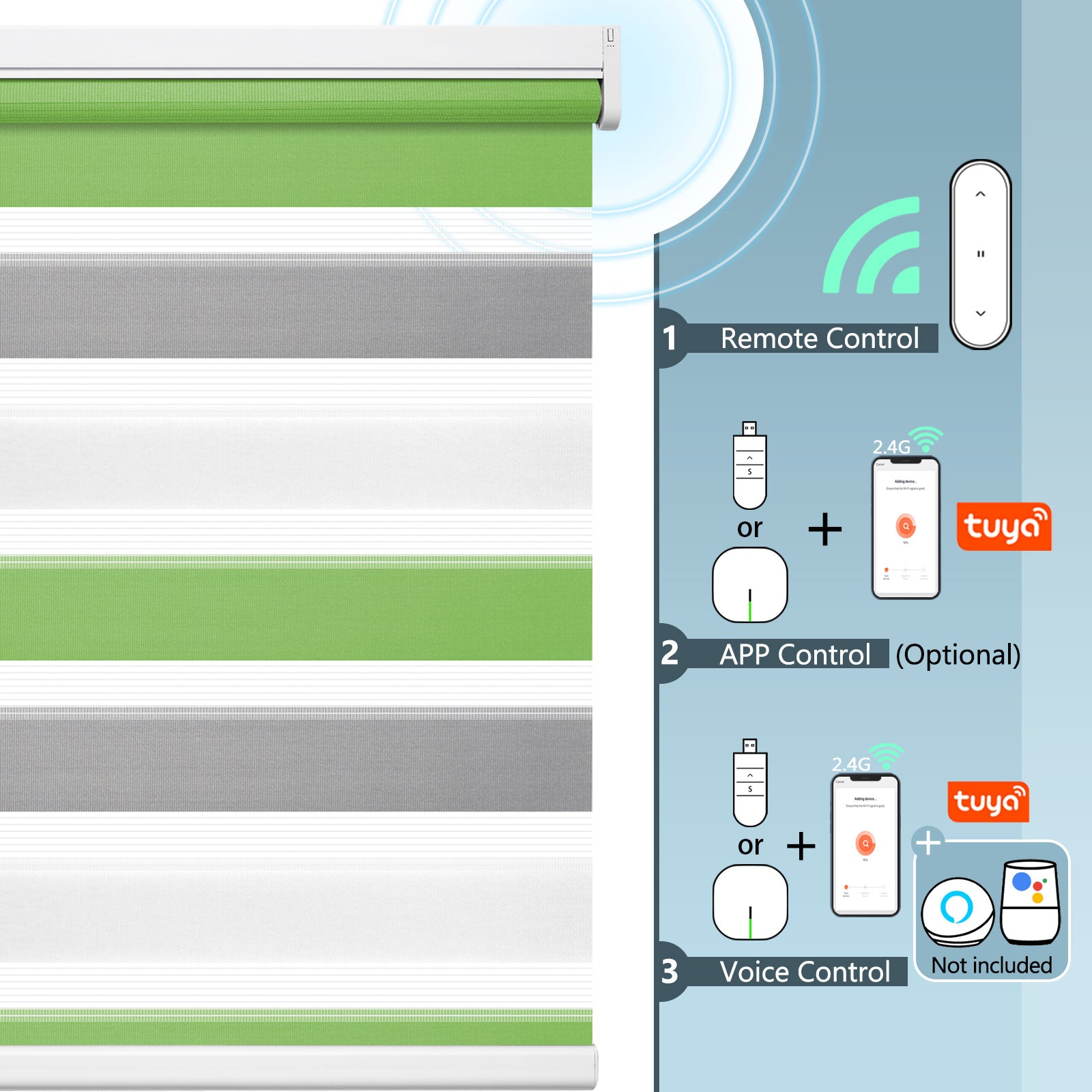 M100 Elektrisch | Lichtdurchlässige | Batterie | Zebra-Rollo | Nach Maß