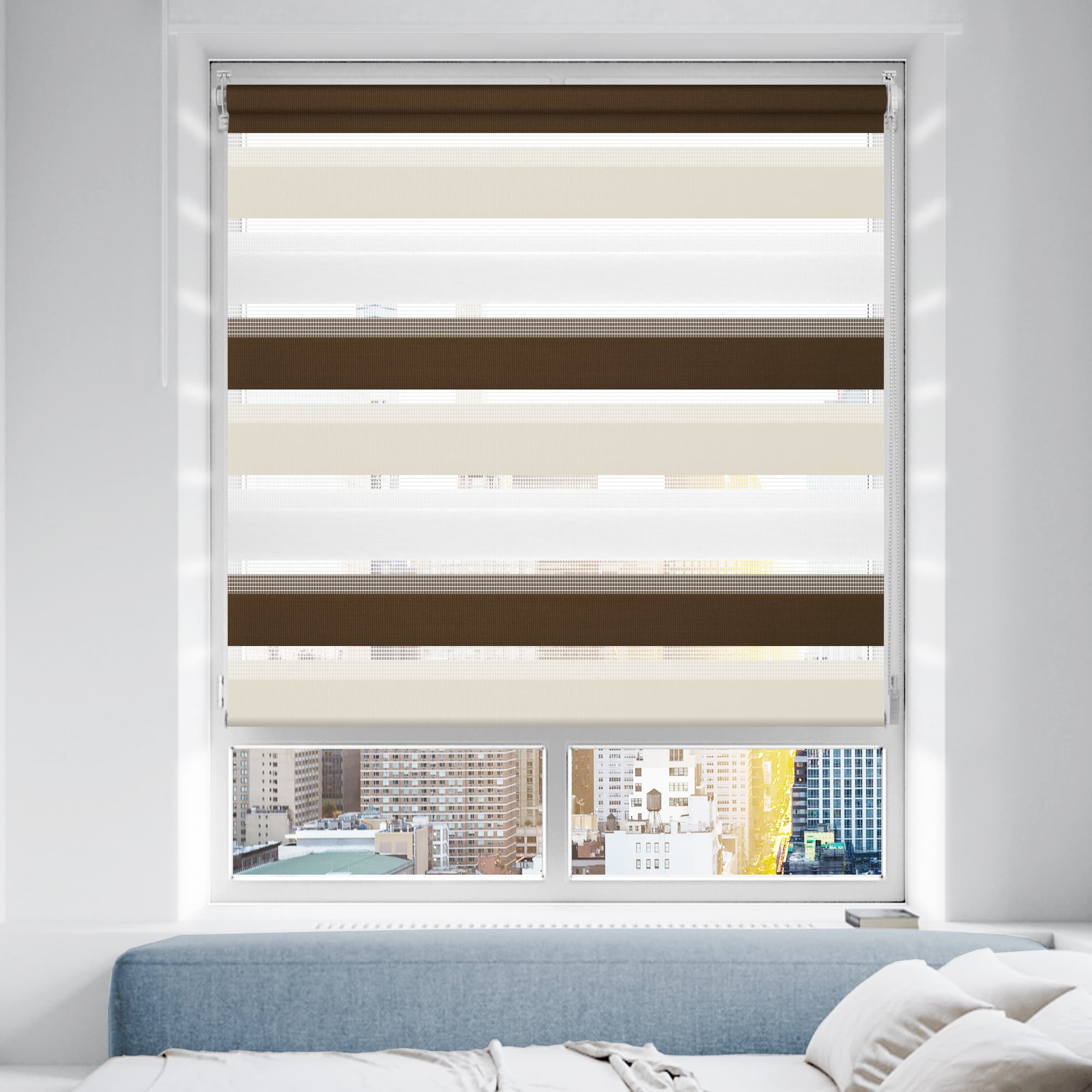 Doppelrollo Duo Rollo Klemmfix ohne Bohren Weiß Beige Braun
