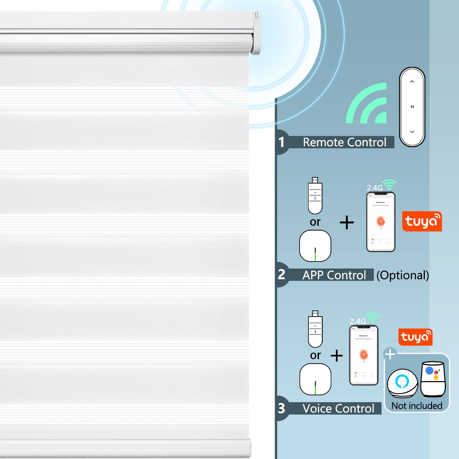 M100 Elektrisch | Lichtdurchlässige | Batterie | Zebra-Rollo | Nach Maß