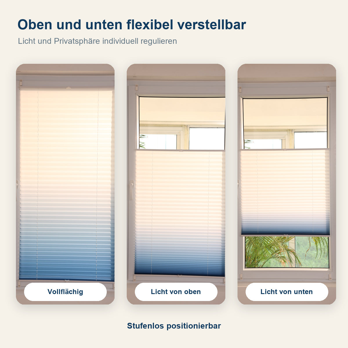 Lichtdurchlässiges Plissee Klemmfix ohne Bohren mit Sichtschutz