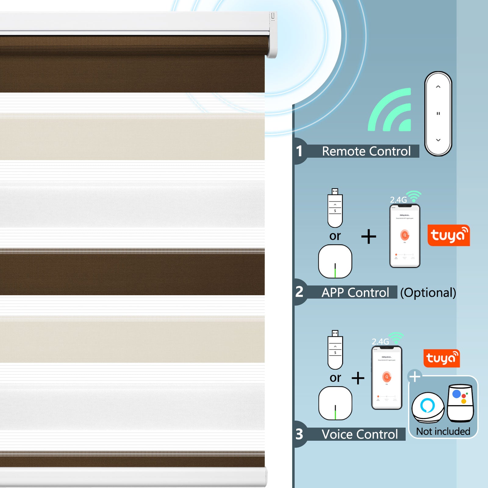 M100 Elektrisch | Lichtdurchlässige | Batterie | Zebra-Rollo | Nach Maß