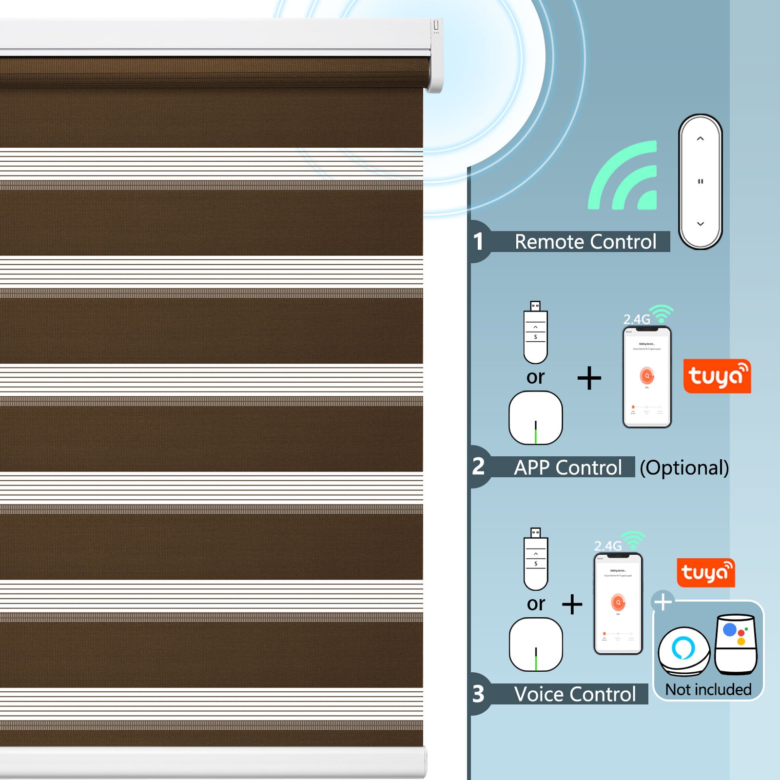 M100 Elektrisch | Lichtdurchlässige | Batterie | Zebra-Rollo | Nach Maß