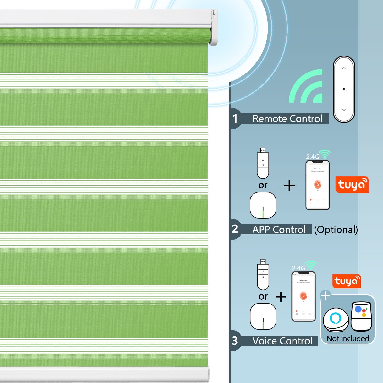 M100 Elektrisch | Lichtdurchlässige | Batterie | Zebra-Rollo | Nach Maß