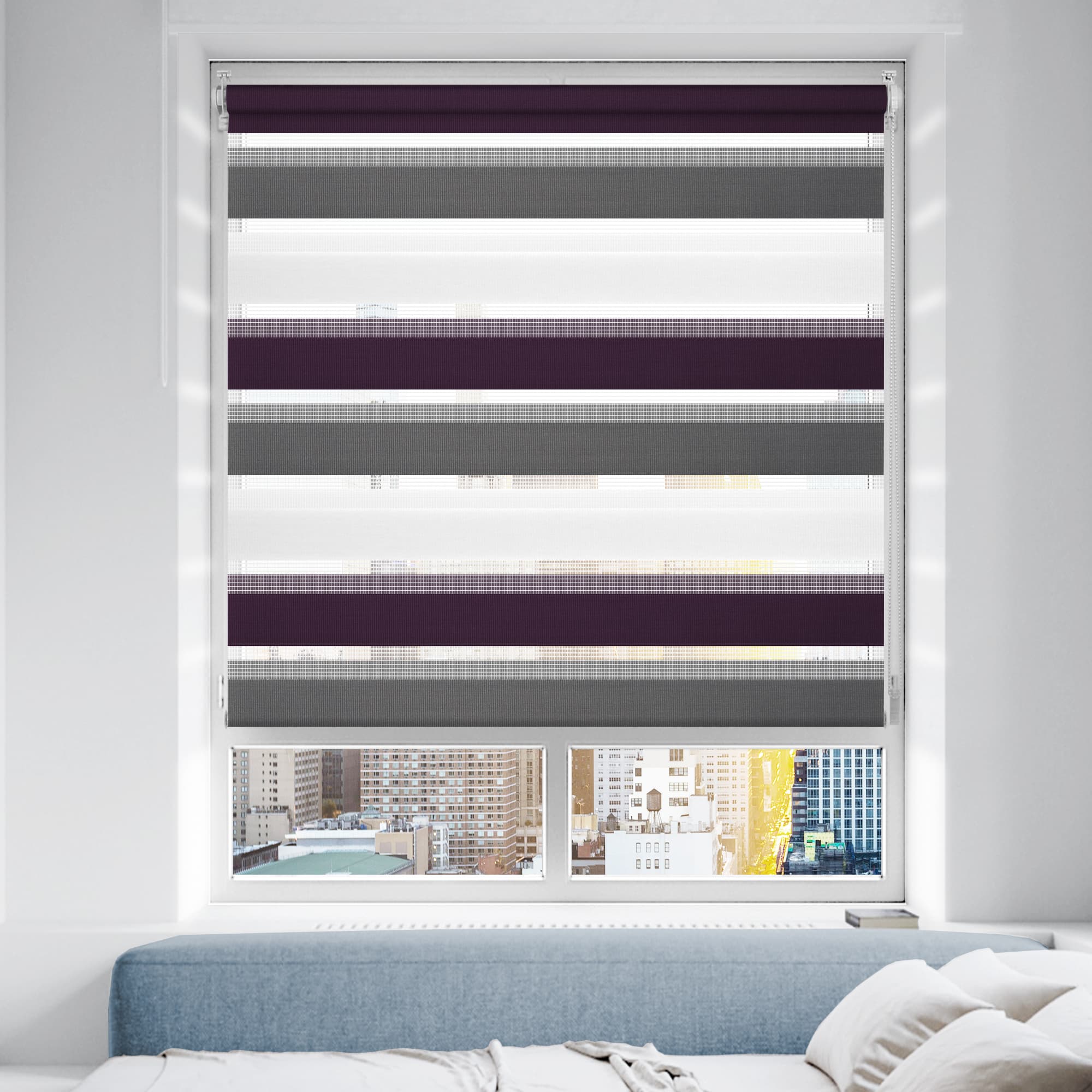 Doppelrollo Duo Rollo Klemmfix ohne Bohren Weiß Anthrazit Aubergine