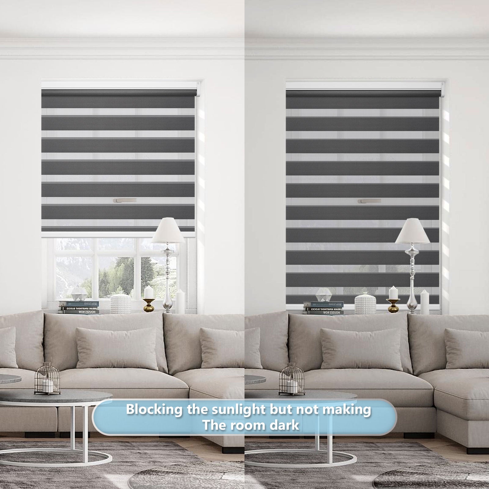 M100 Elektrisch | Lichtdurchlässige | Batterie | Zebra-Rollo | Nach Maß