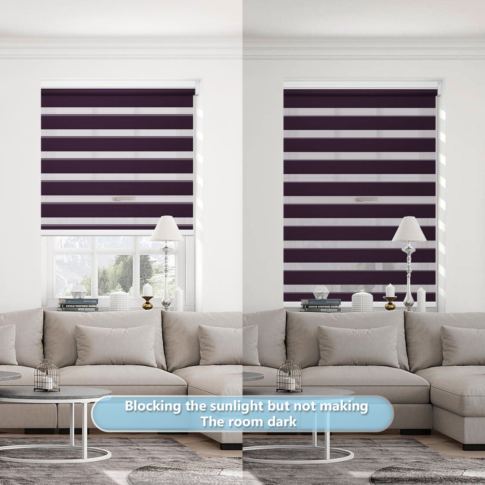 M100 Elektrisch | Lichtdurchlässige | Batterie | Zebra-Rollo | Nach Maß