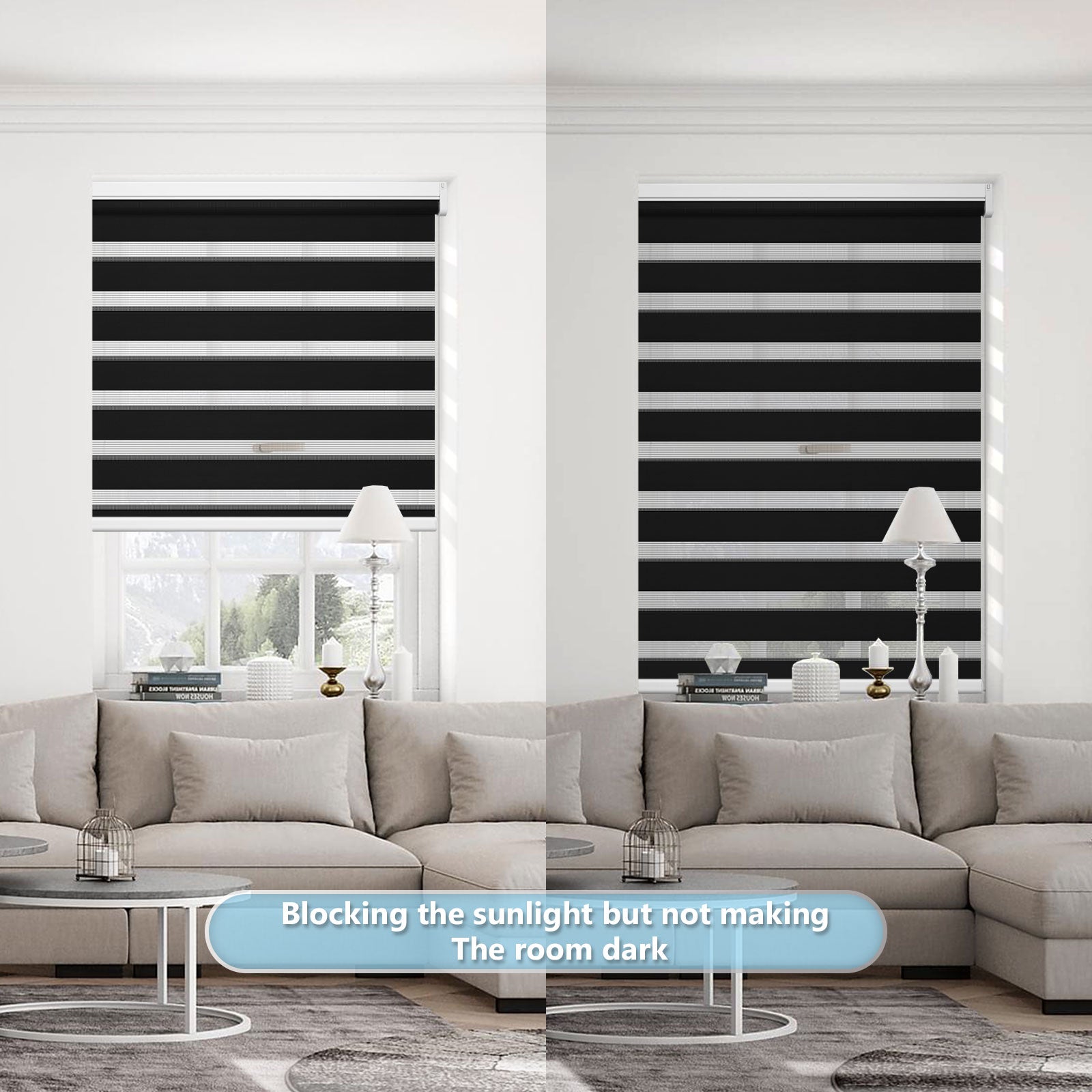 M100 Elektrisch | Lichtdurchlässige | Batterie | Zebra-Rollo | Nach Maß