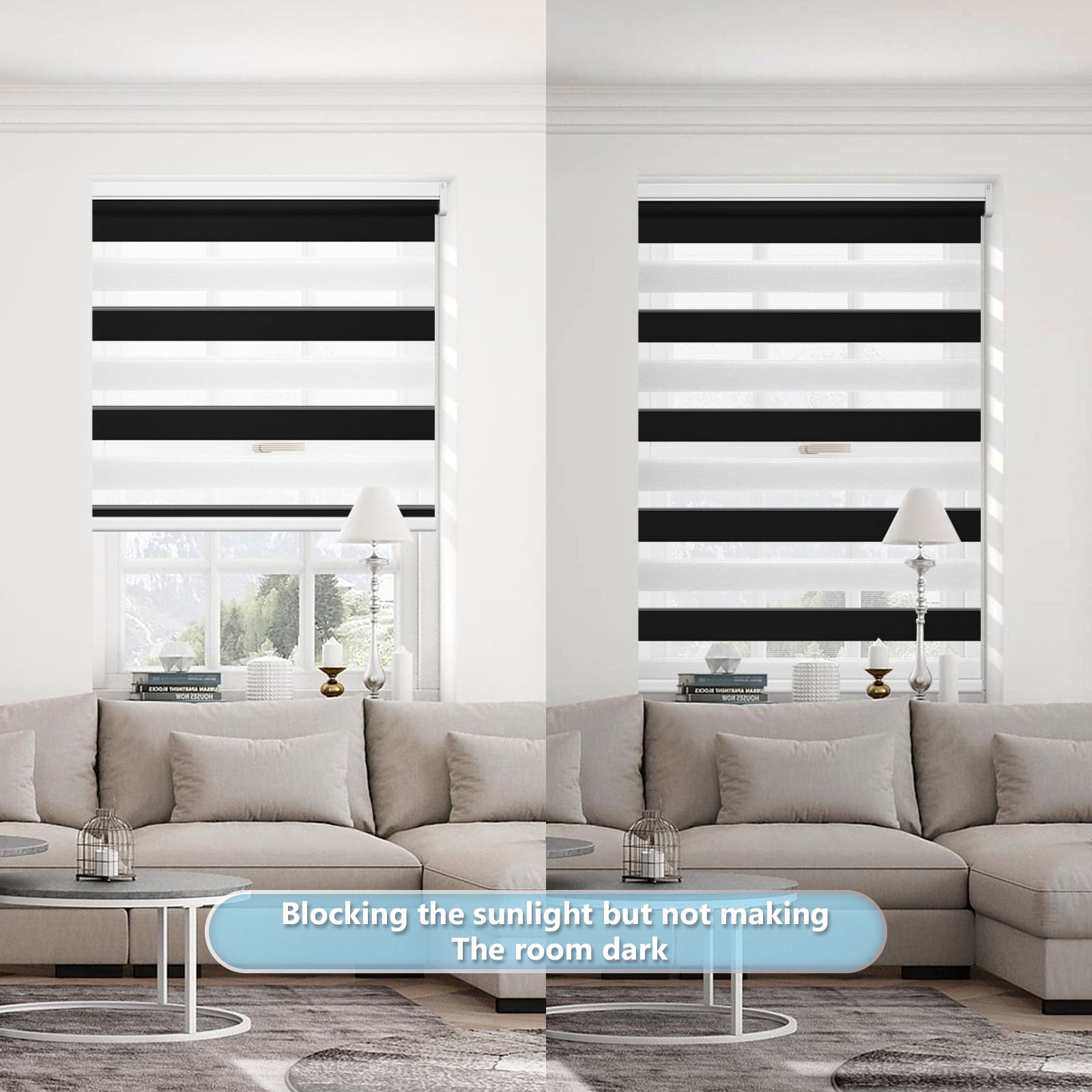 M100 Elektrisch | Lichtdurchlässige | Batterie | Zebra-Rollo | Nach Maß