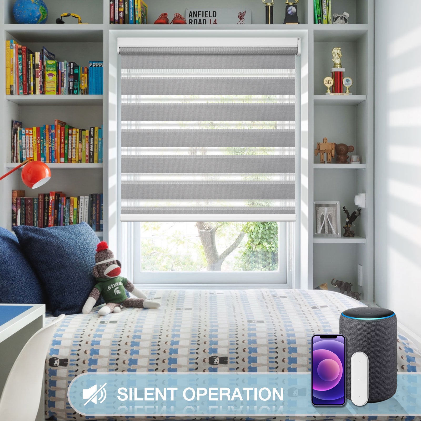 M100 Elektrisch | Lichtdurchlässige | Batterie | Zebra-Rollo | Nach Maß