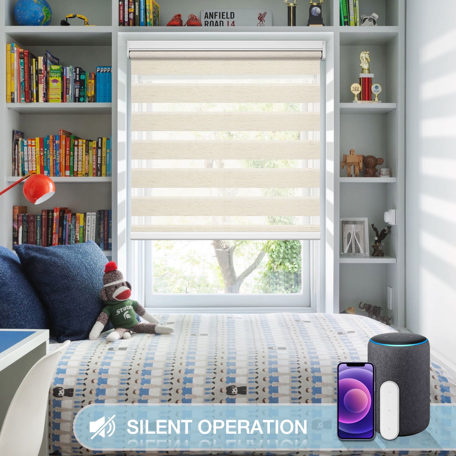 M100 Elektrisch | Lichtdurchlässige | Batterie | Zebra-Rollo | Nach Maß