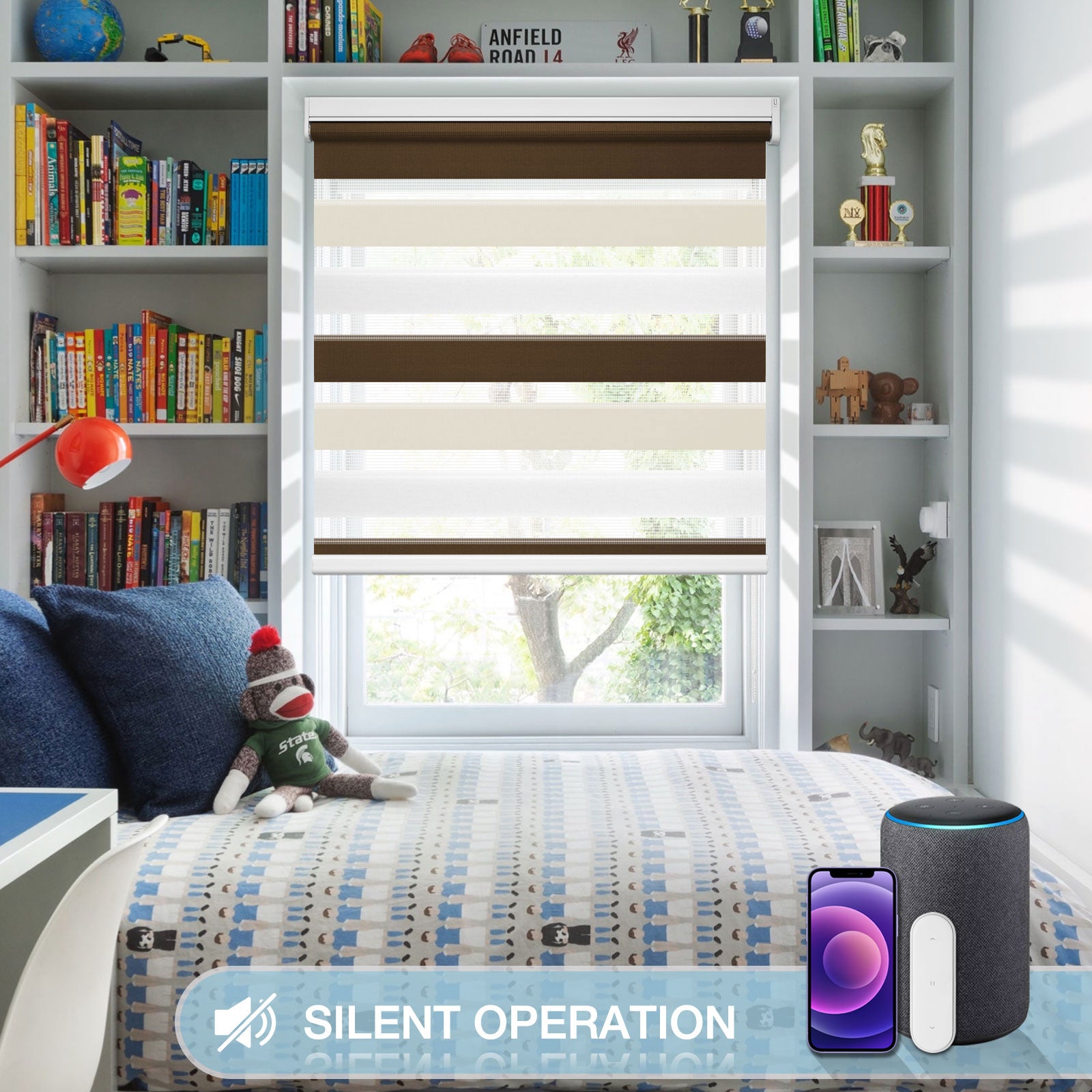 M100 Elektrisch | Lichtdurchlässige | Batterie | Zebra-Rollo | Nach Maß