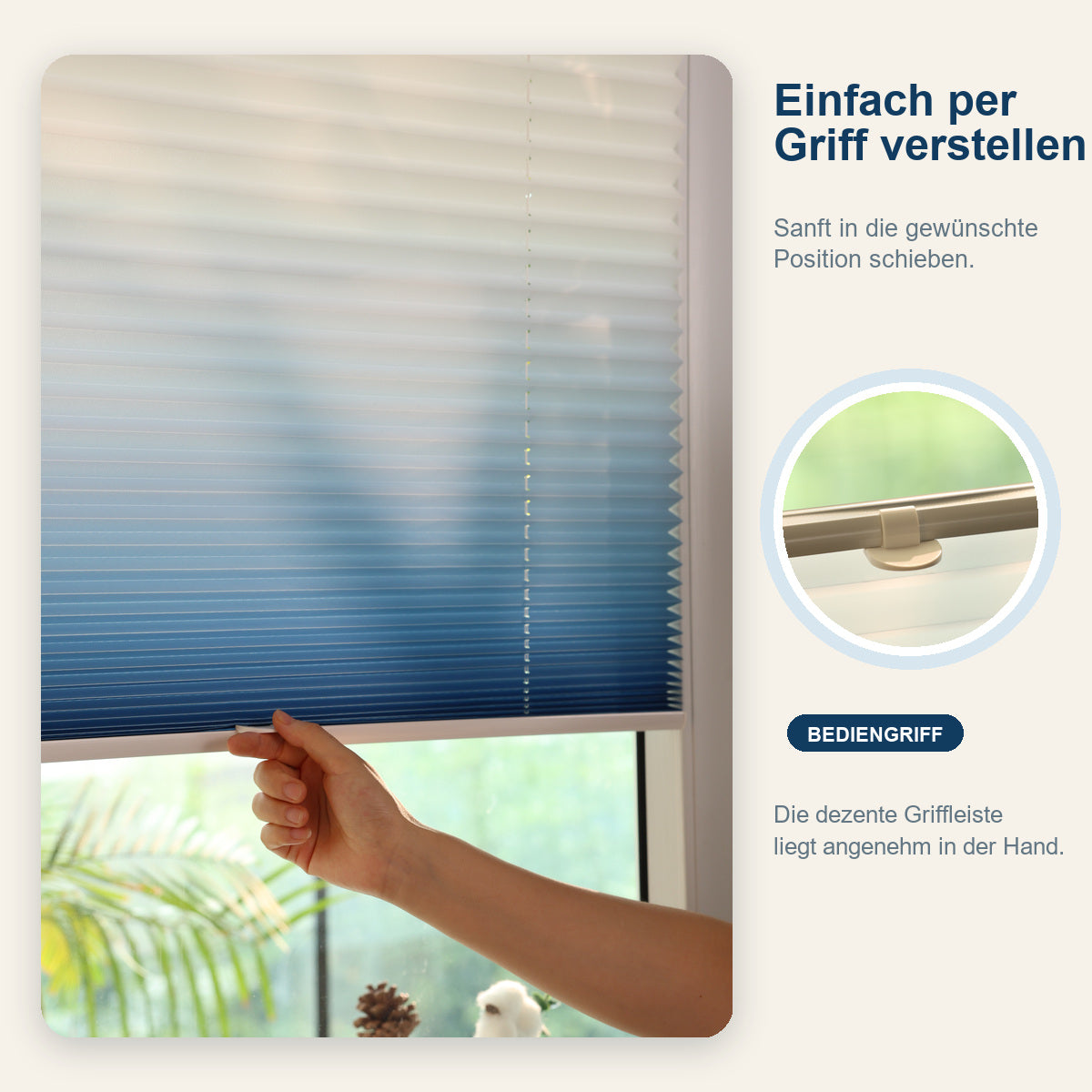 Lichtdurchlässiges Plissee Klemmfix ohne Bohren mit Sichtschutz