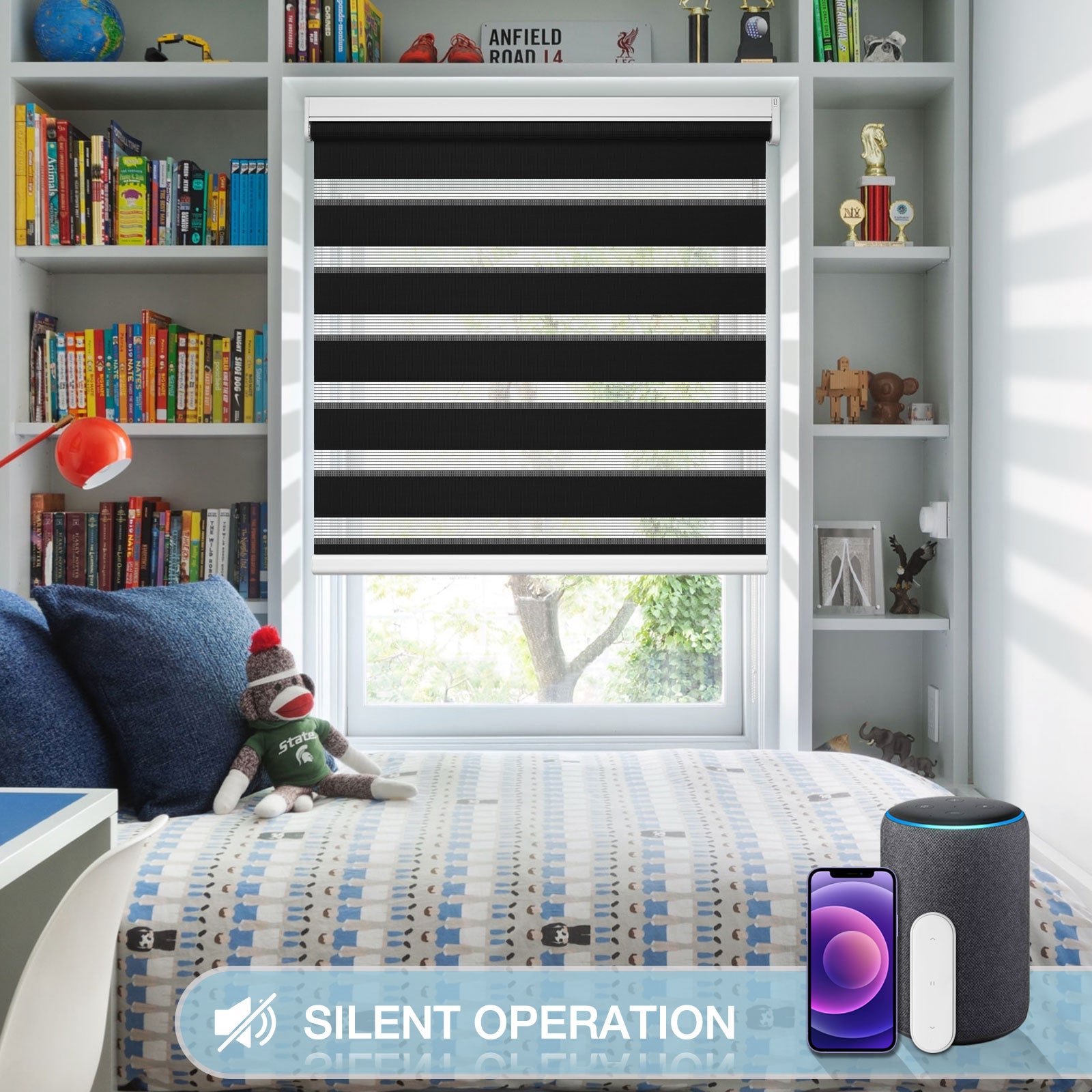 M100 Elektrisch | Lichtdurchlässige | Batterie | Zebra-Rollo | Nach Maß