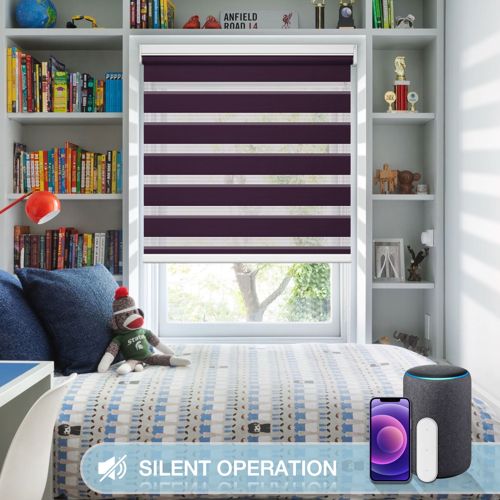 M100 Elektrisch | Lichtdurchlässige | Batterie | Zebra-Rollo | Nach Maß