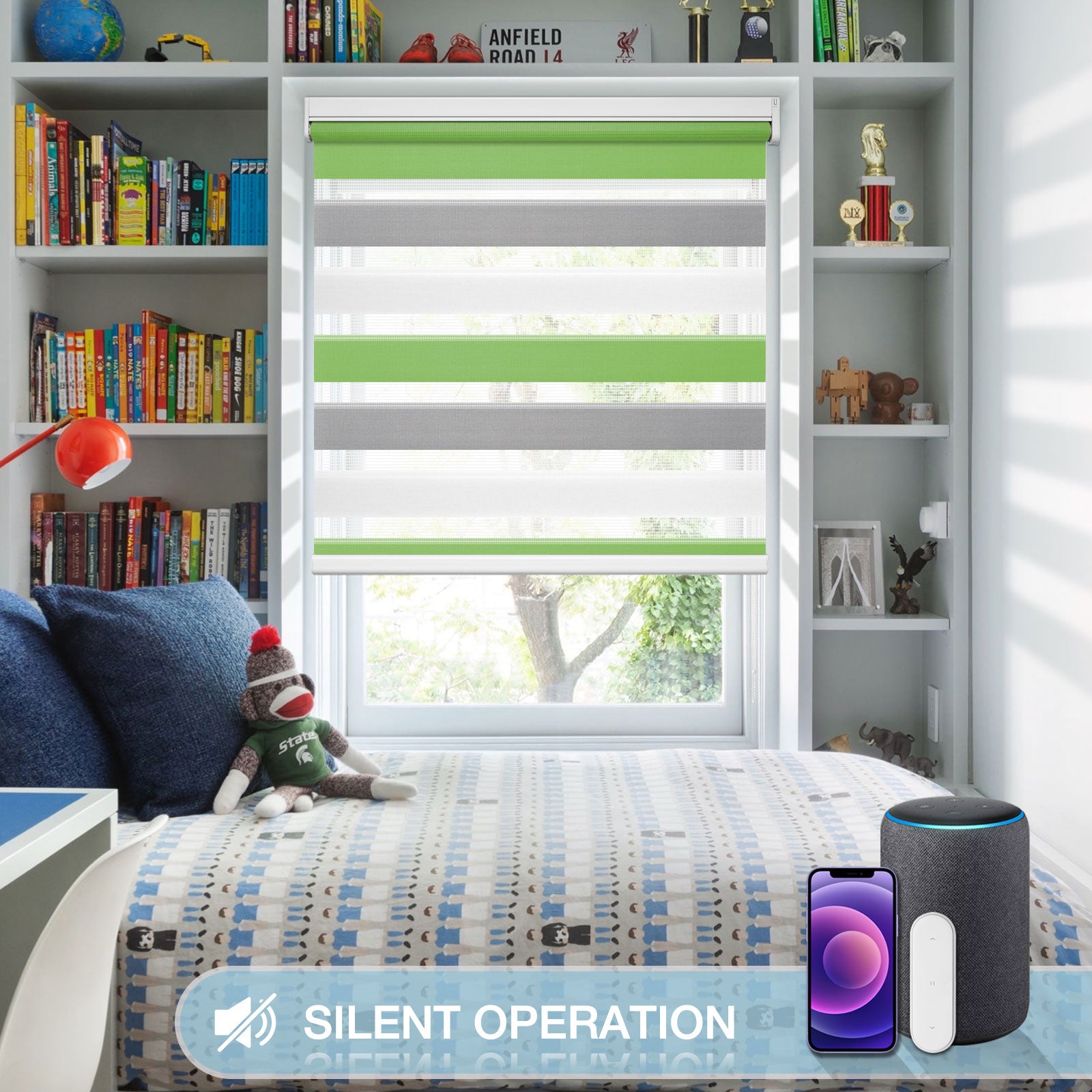 M100 Elektrisch | Lichtdurchlässige | Batterie | Zebra-Rollo | Nach Maß