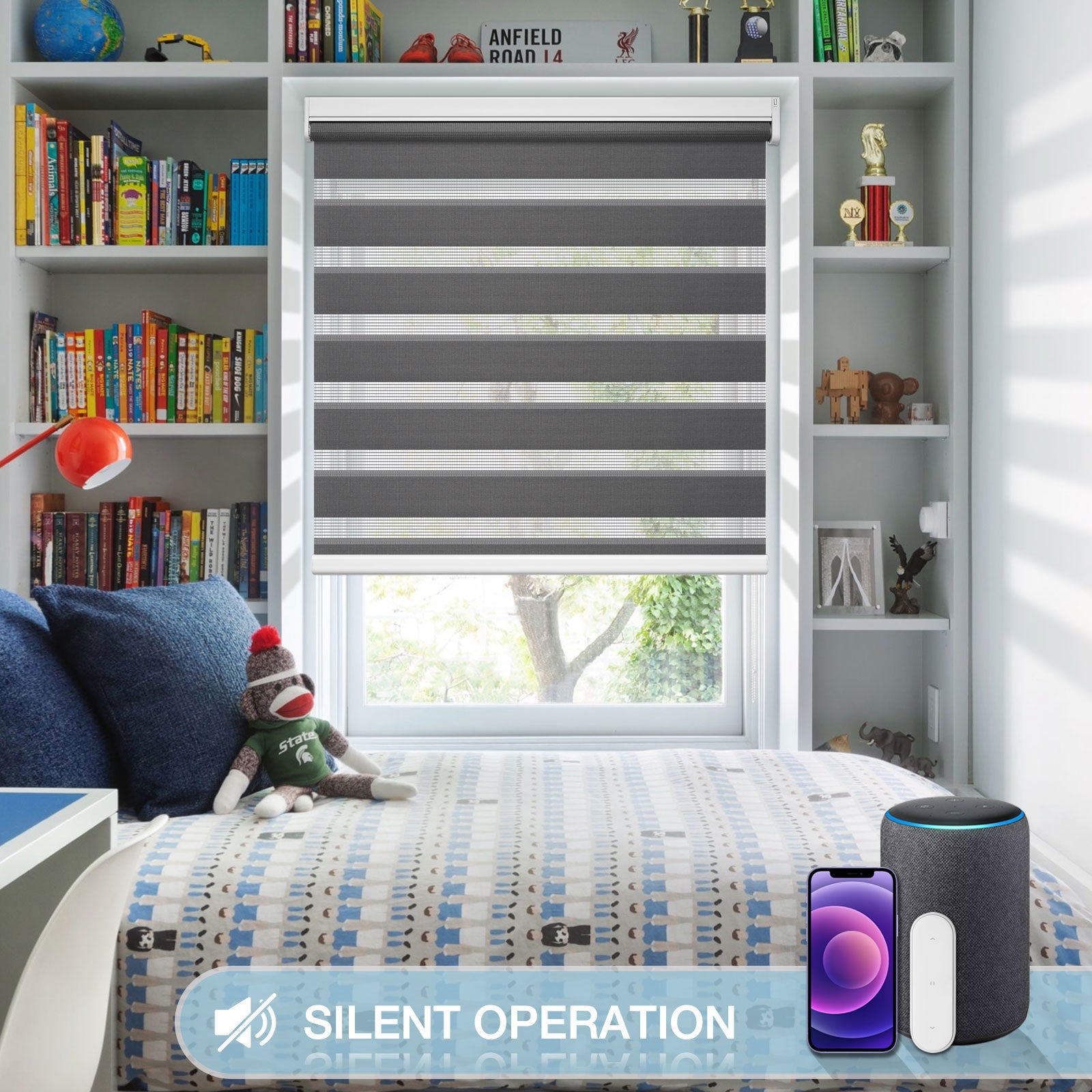 M100 Elektrisch | Lichtdurchlässige | Batterie | Zebra-Rollo | Nach Maß