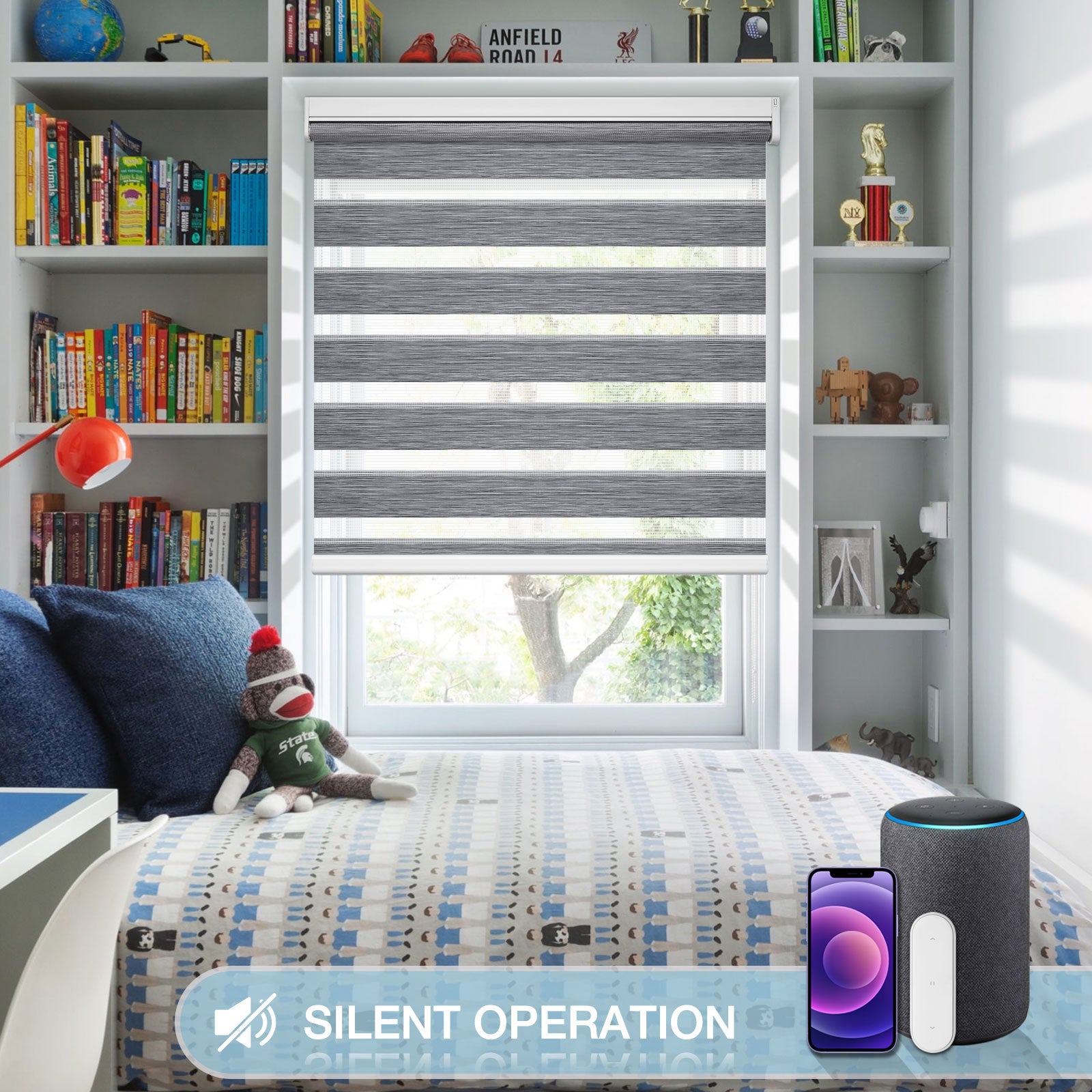 M100 Elektrisch | Lichtdurchlässige | Batterie | Zebra-Rollo | Nach Maß