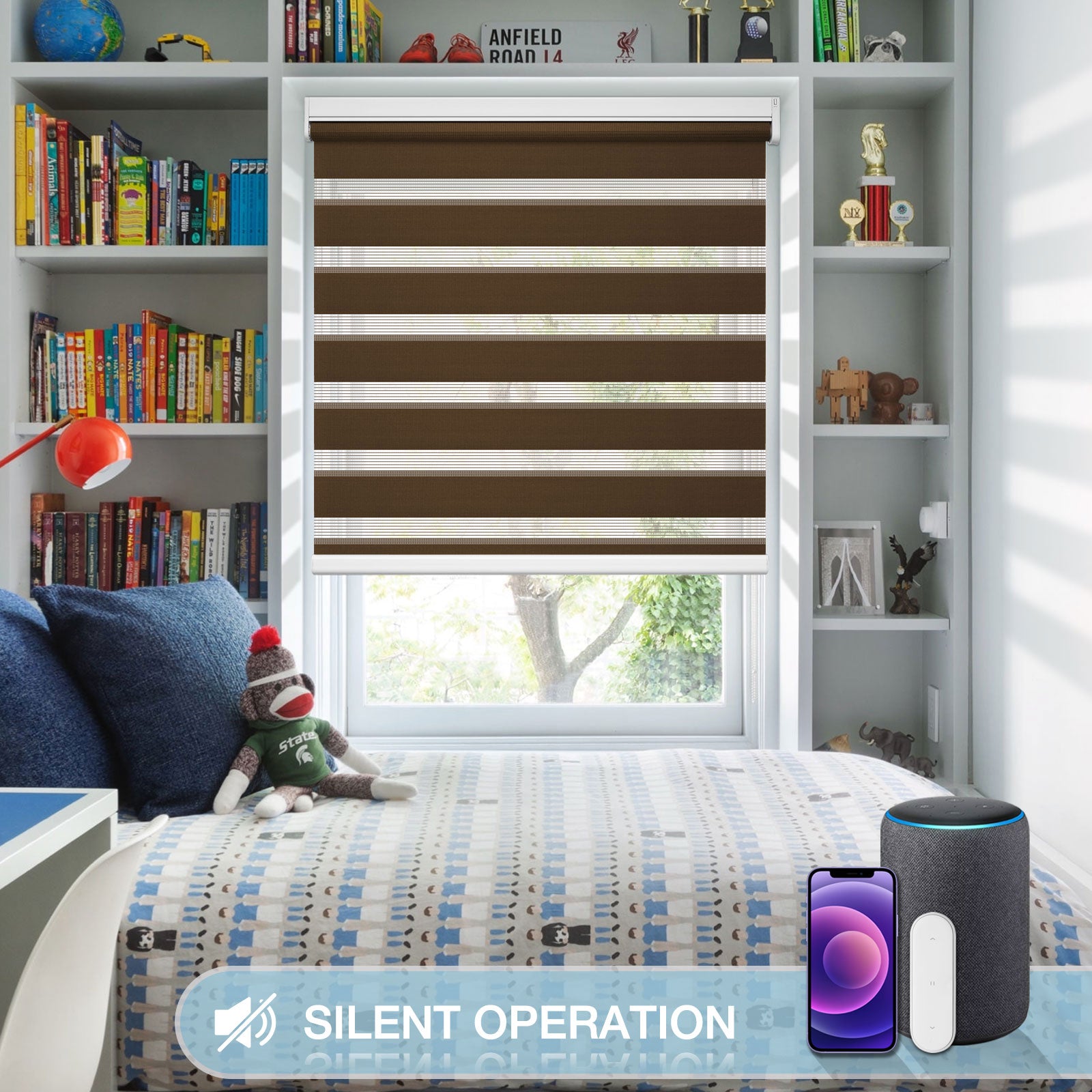 M100 Elektrisch | Lichtdurchlässige | Batterie | Zebra-Rollo | Nach Maß