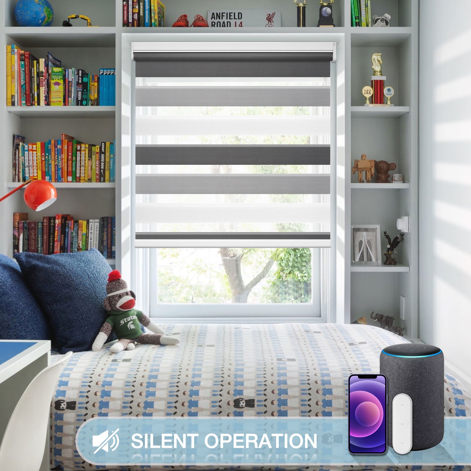 M100 Elektrisch | Lichtdurchlässige | Batterie | Zebra-Rollo | Nach Maß