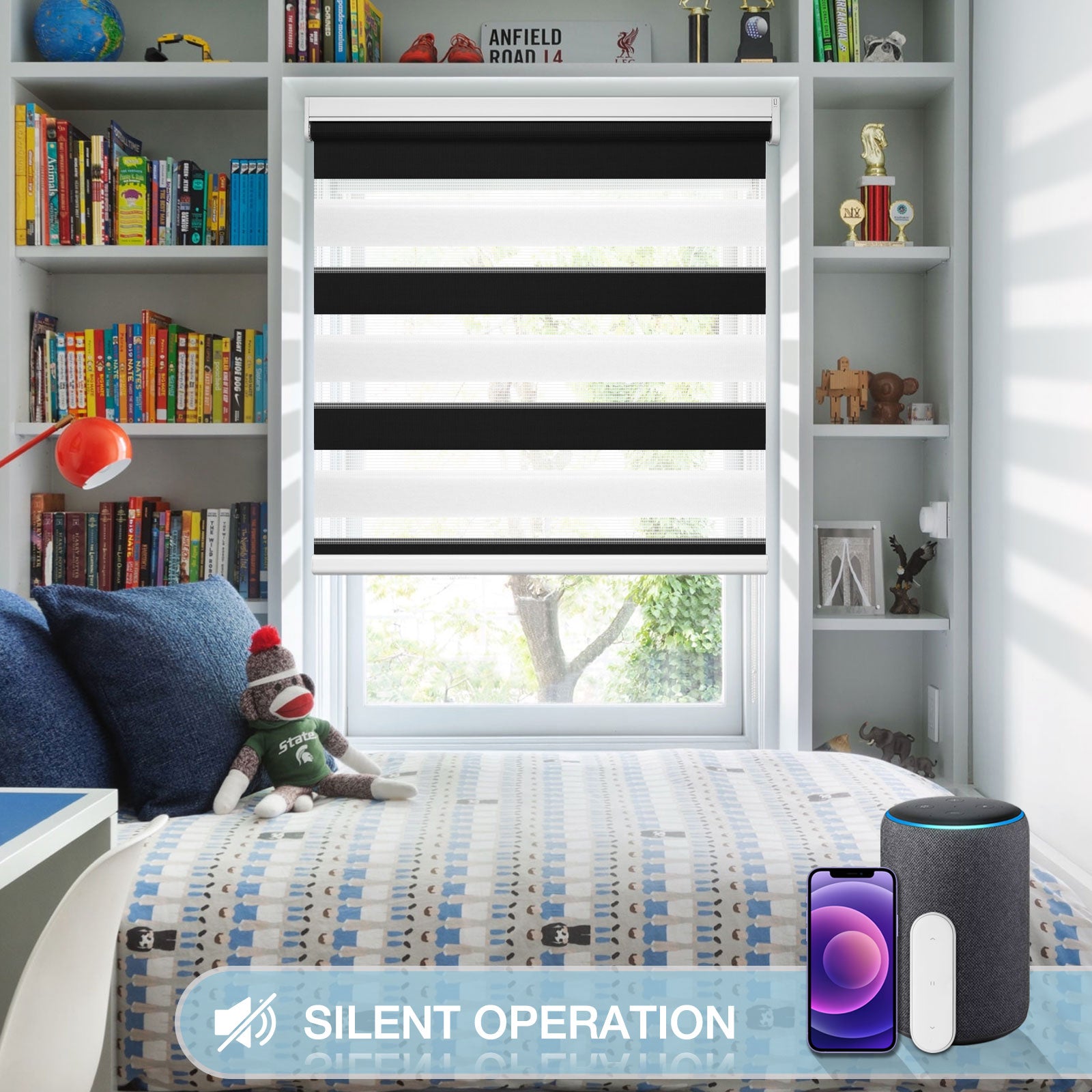 M100 Elektrisch | Lichtdurchlässige | Batterie | Zebra-Rollo | Nach Maß