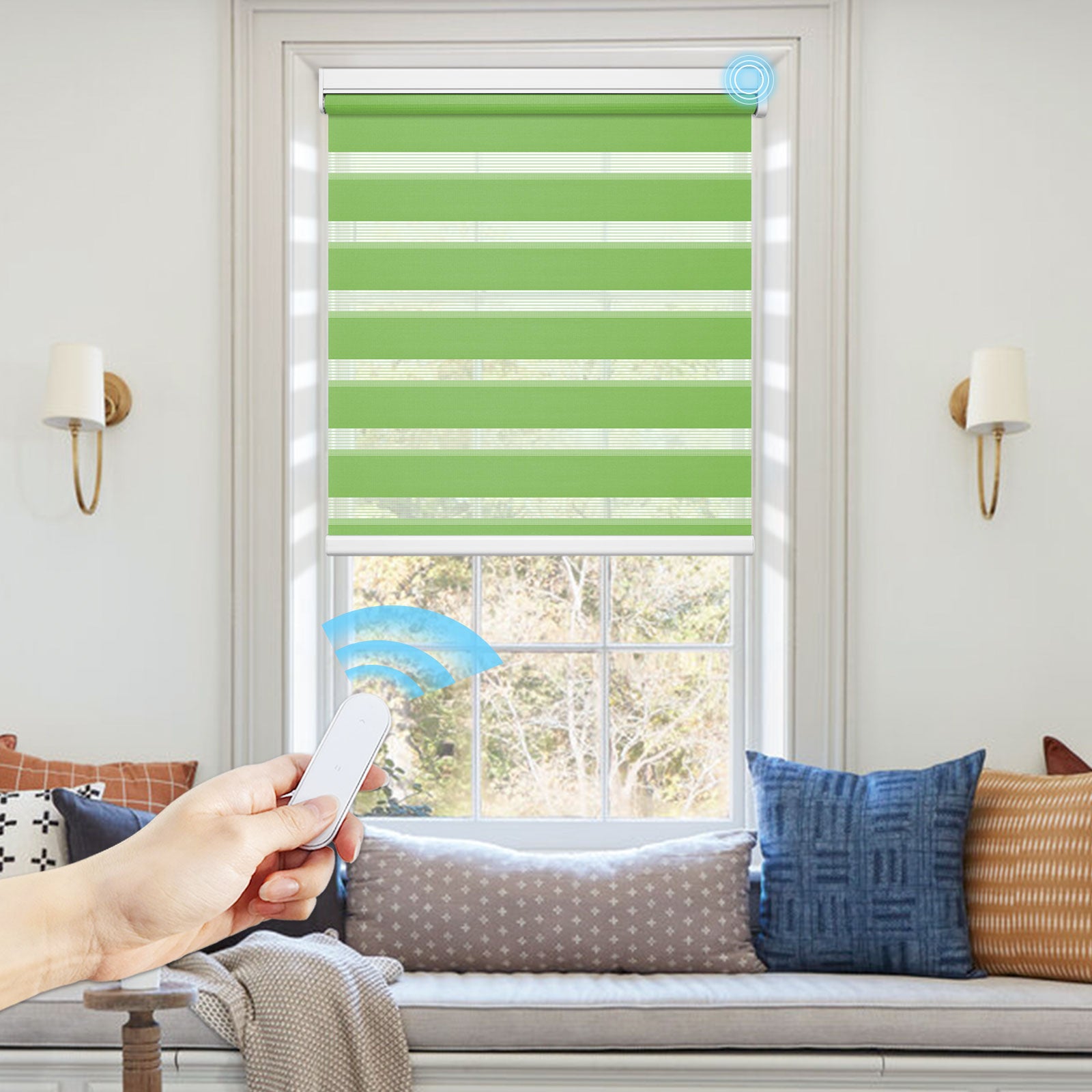 M100 Elektrisch | Lichtdurchlässige | Batterie | Zebra-Rollo | Nach Maß