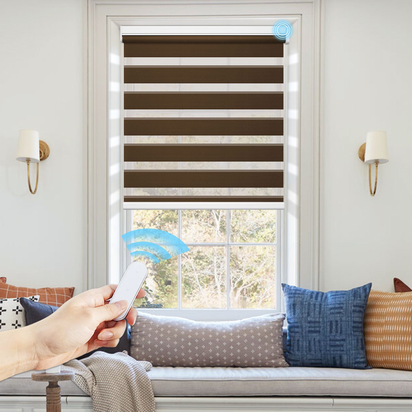 M100 Elektrisch | Lichtdurchlässige | Batterie | Zebra-Rollo | Nach Maß