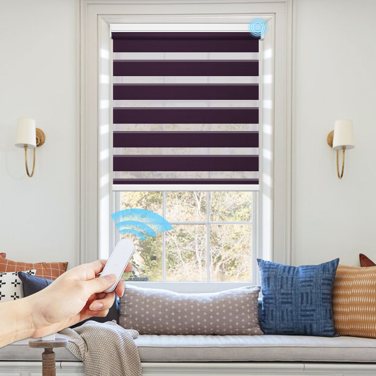 M100 Elektrisch | Lichtdurchlässige | Batterie | Zebra-Rollo | Nach Maß