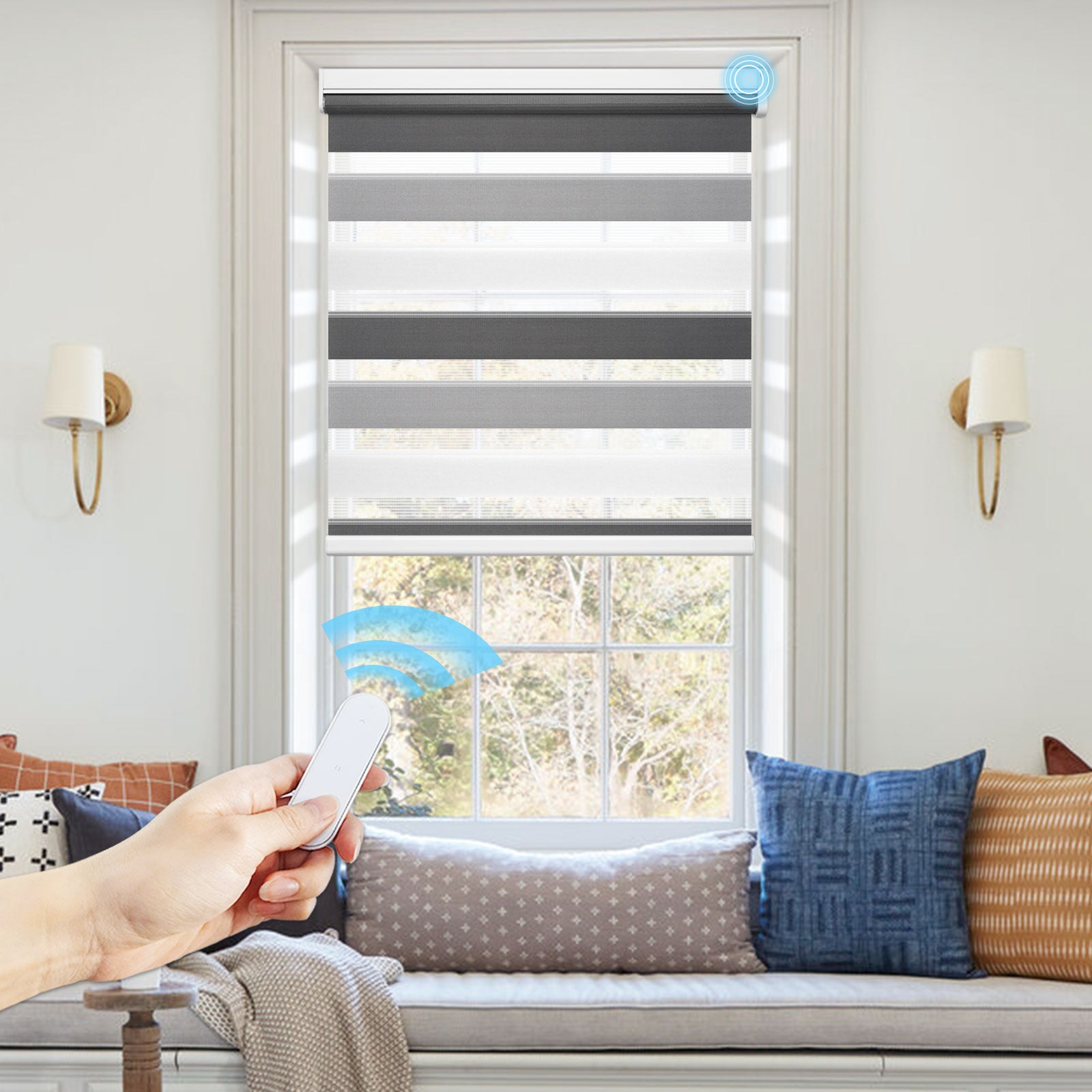 M100 Elektrisch | Lichtdurchlässige | Batterie | Zebra-Rollo | Nach Maß