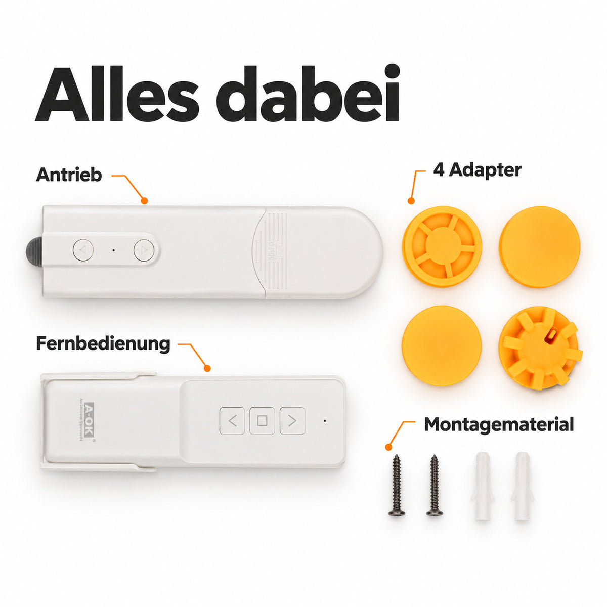 Grandekor Kettenmotor-Nachrüstset für Rollos – USB-C-Akku & RF-Steuerung
