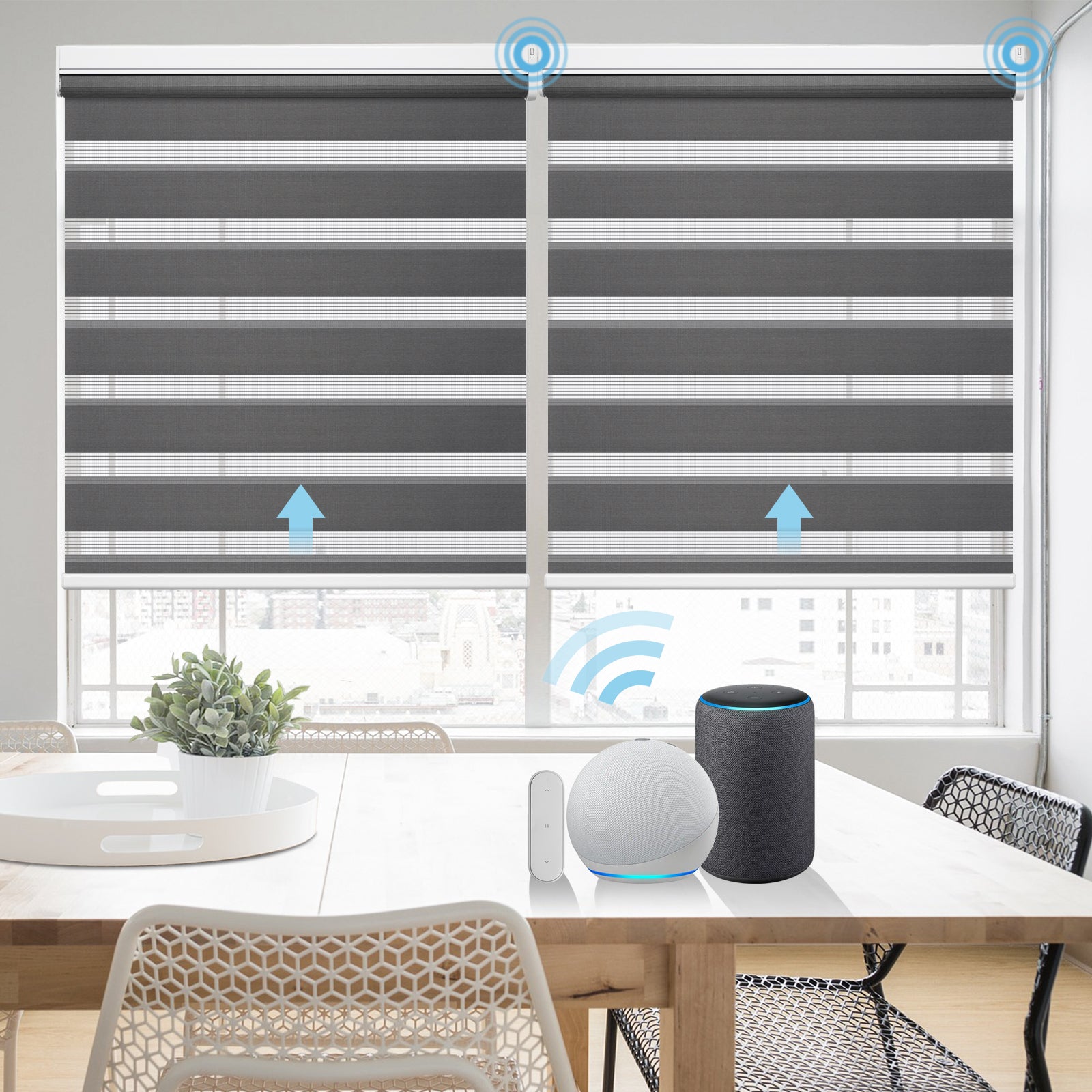 M100 Elektrisch | Lichtdurchlässige | Batterie | Zebra-Rollo | Nach Maß