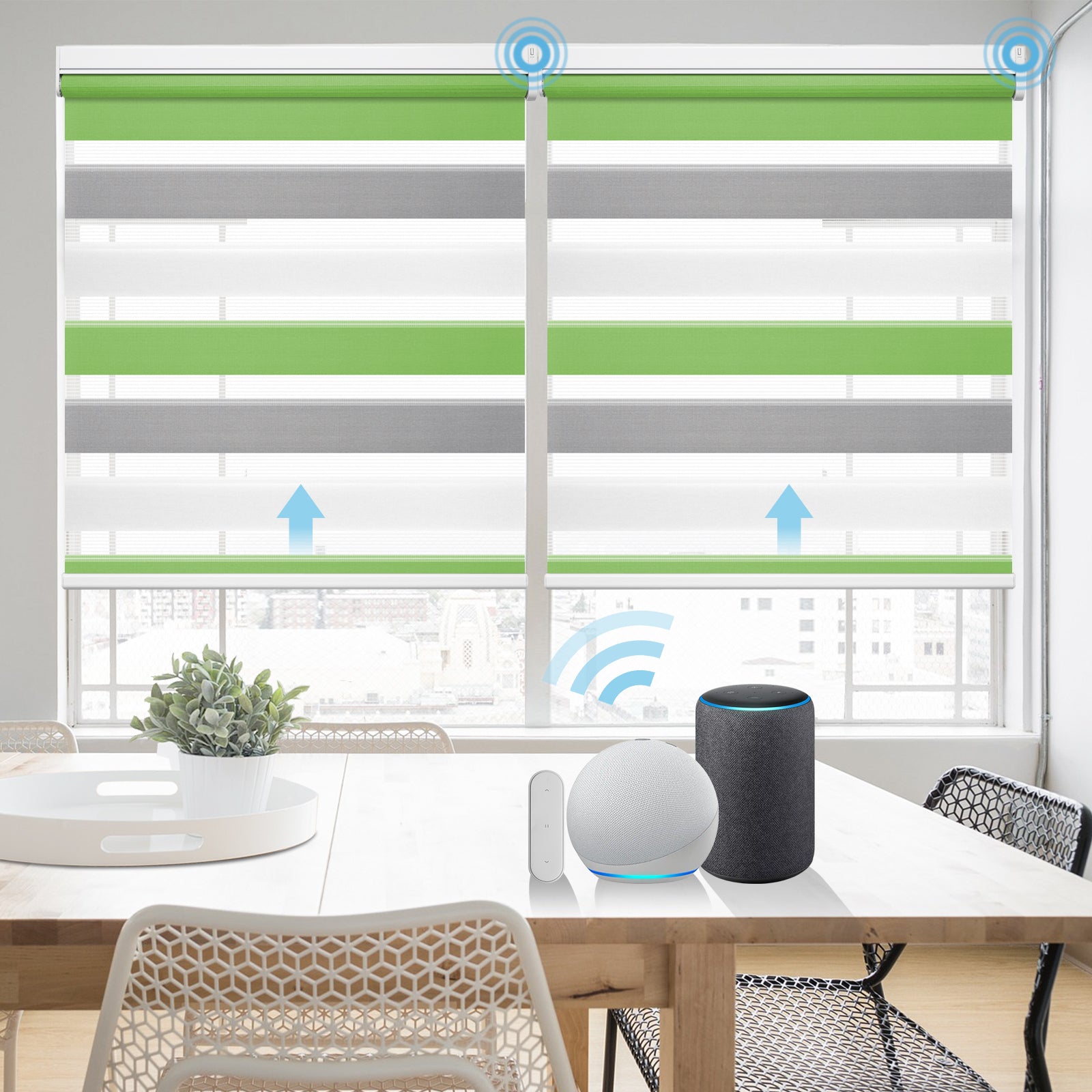 M100 Elektrisch | Lichtdurchlässige | Batterie | Zebra-Rollo | Nach Maß