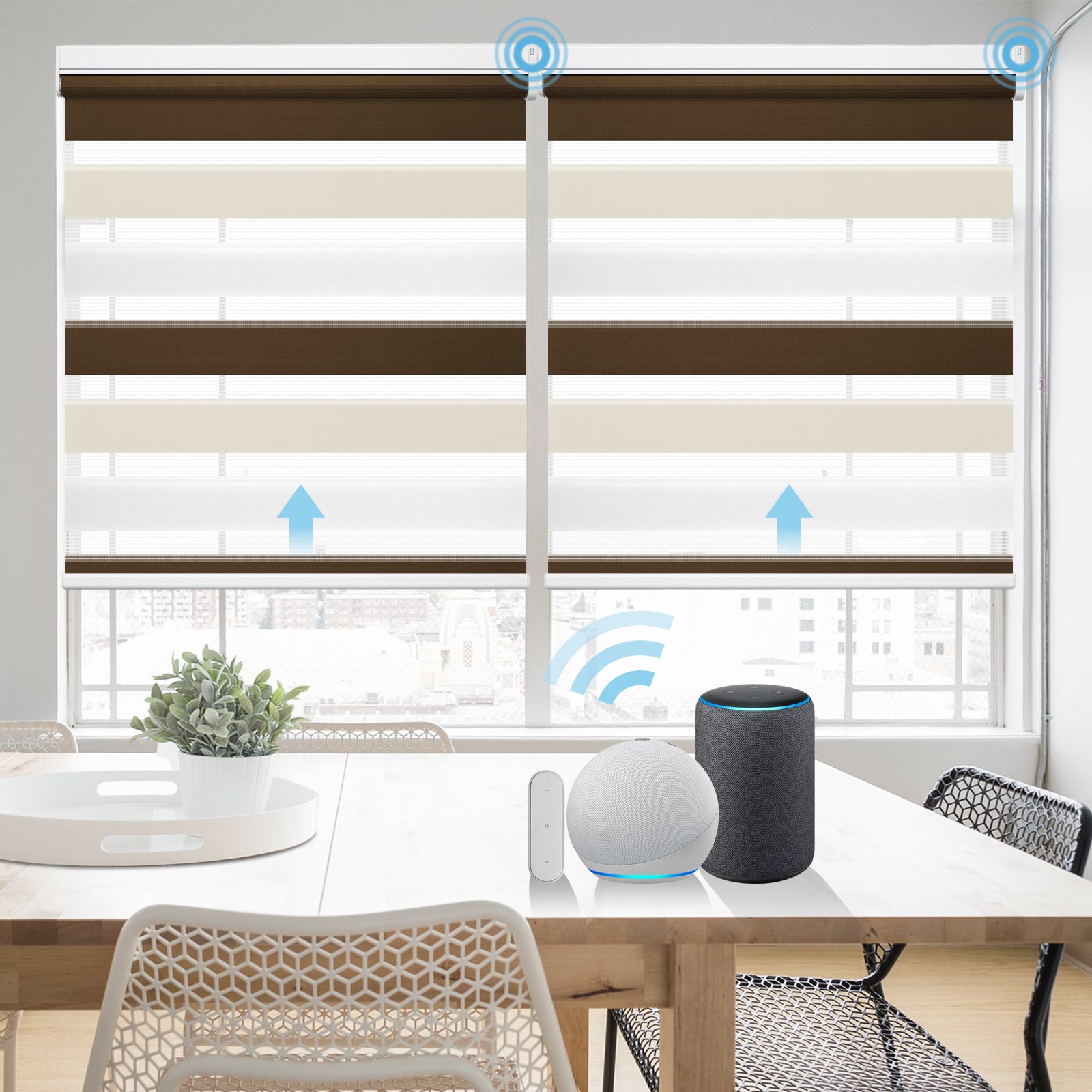 M100 Elektrisch | Lichtdurchlässige | Batterie | Zebra-Rollo | Nach Maß