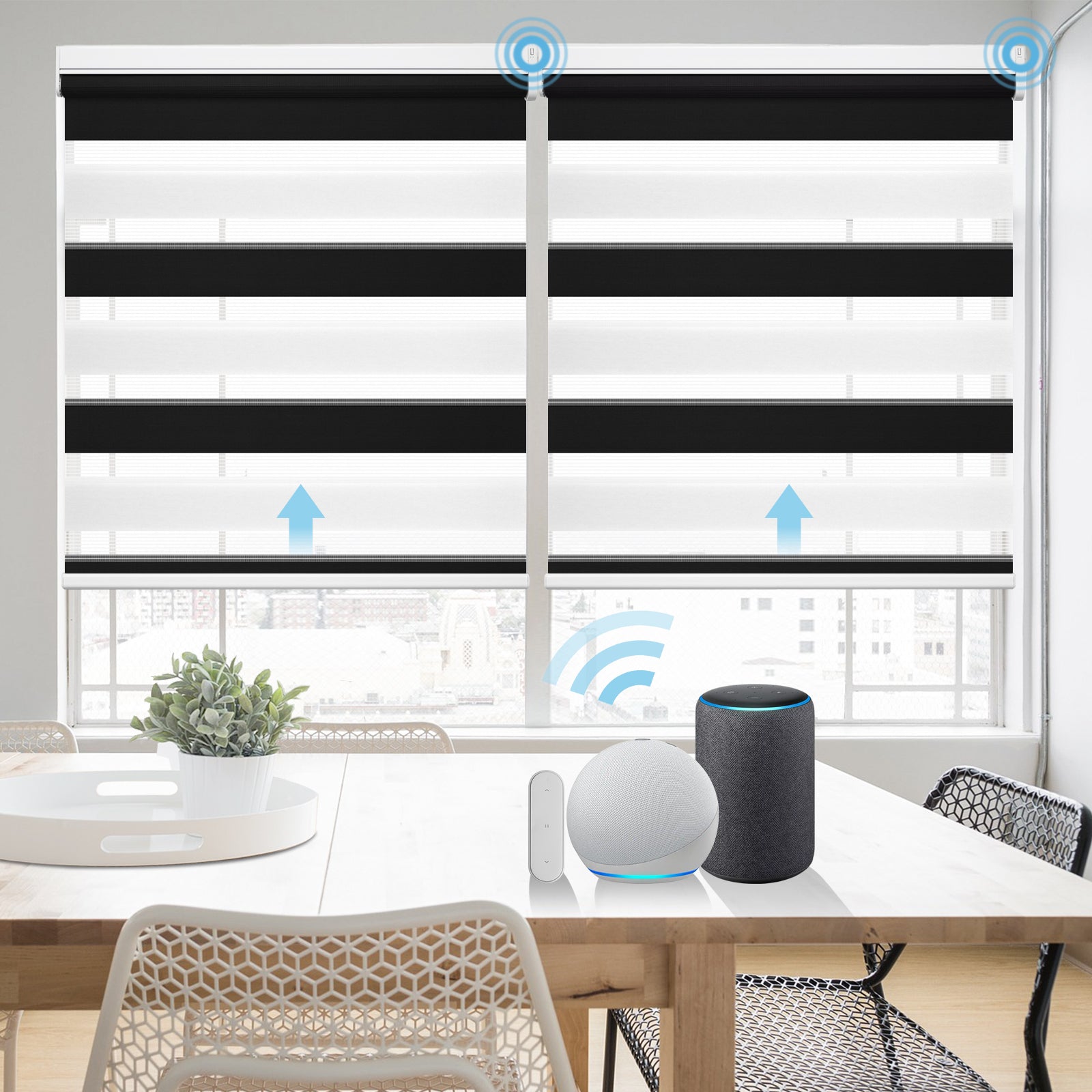 M100 Elektrisch | Lichtdurchlässige | Batterie | Zebra-Rollo | Nach Maß