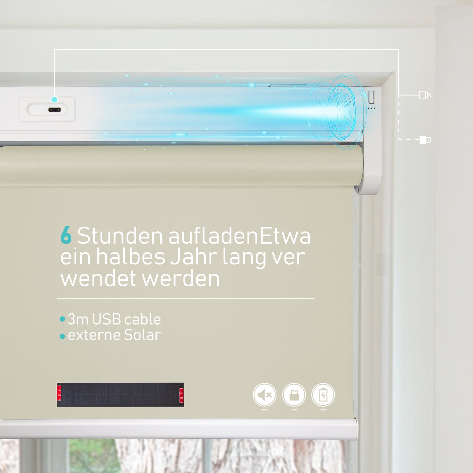 M130 Elektrisch | Verdunkelung | Akku | Rollo | Nach Maß