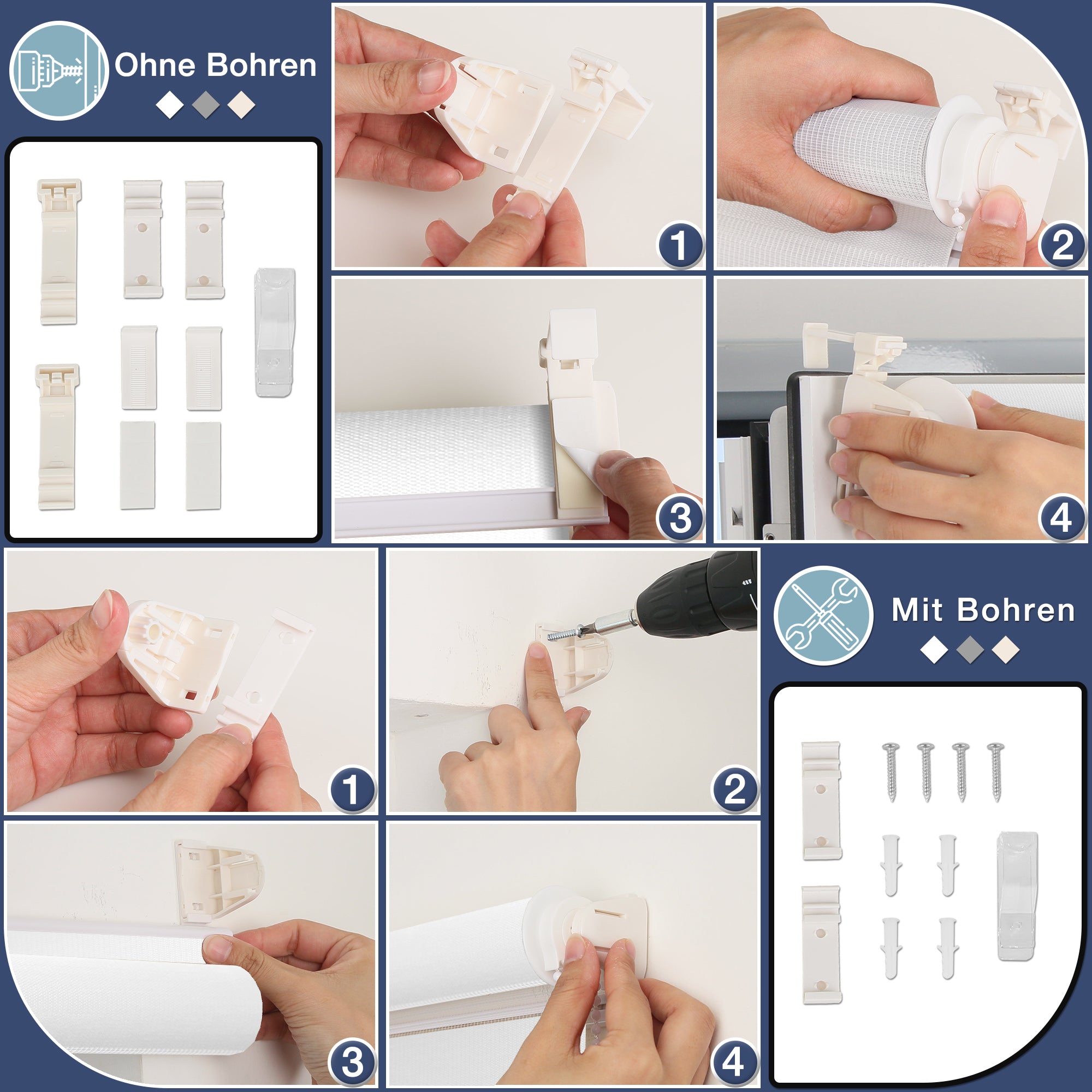 Doppelrollo Duo Rollo Klemmfix ohne Bohren Weiß