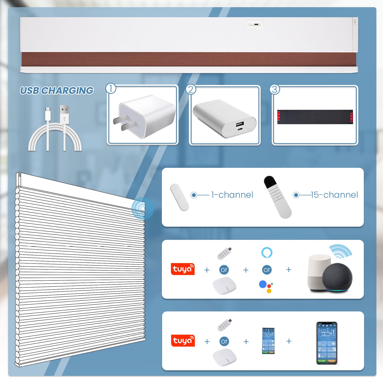 K130 Elektrisch | Lichtdurchlässige | Akku | Wabenplissees | Nach Maß