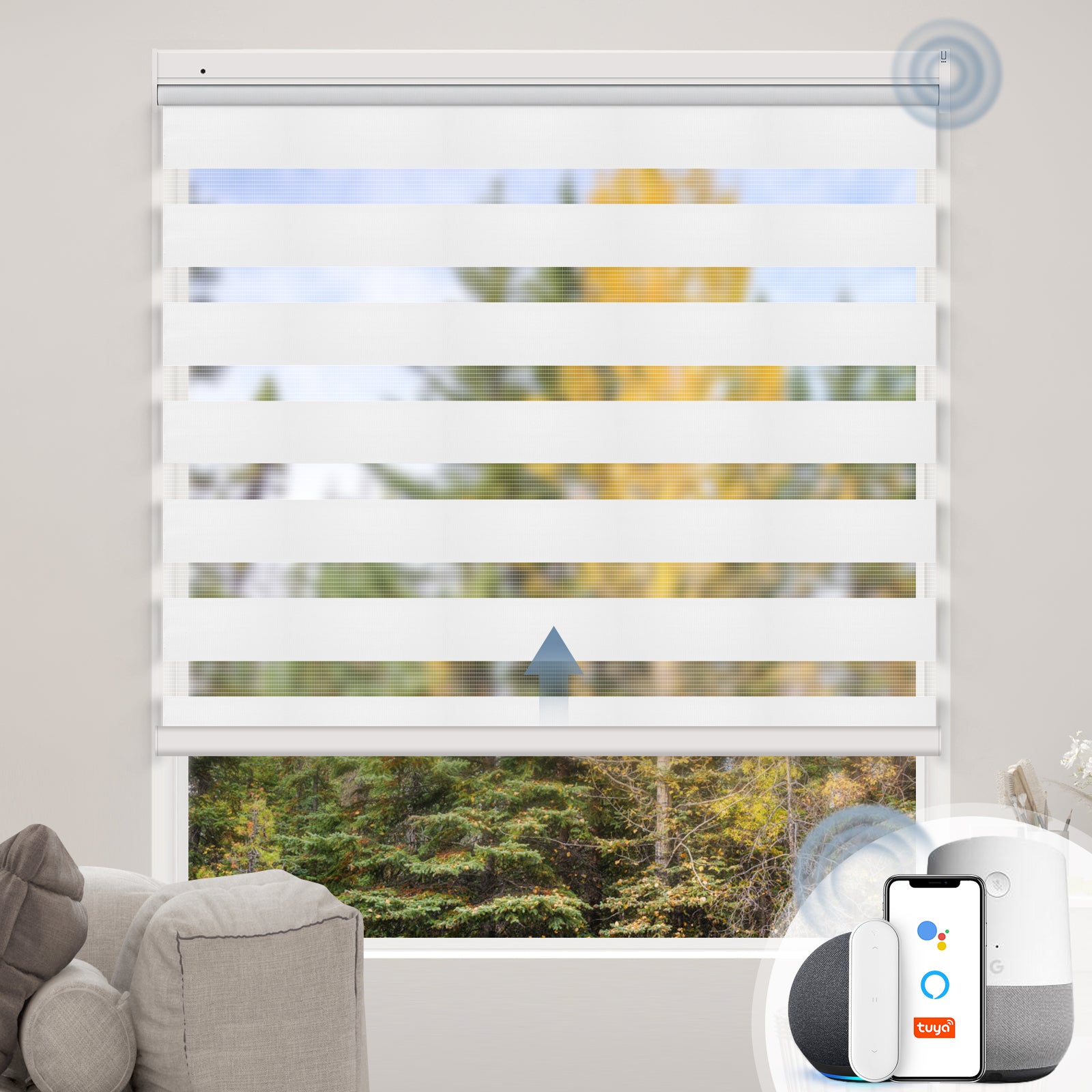 M100 Elektrisch | Lichtdurchlässige | Batterie | Zebra-Rollo | Nach Maß