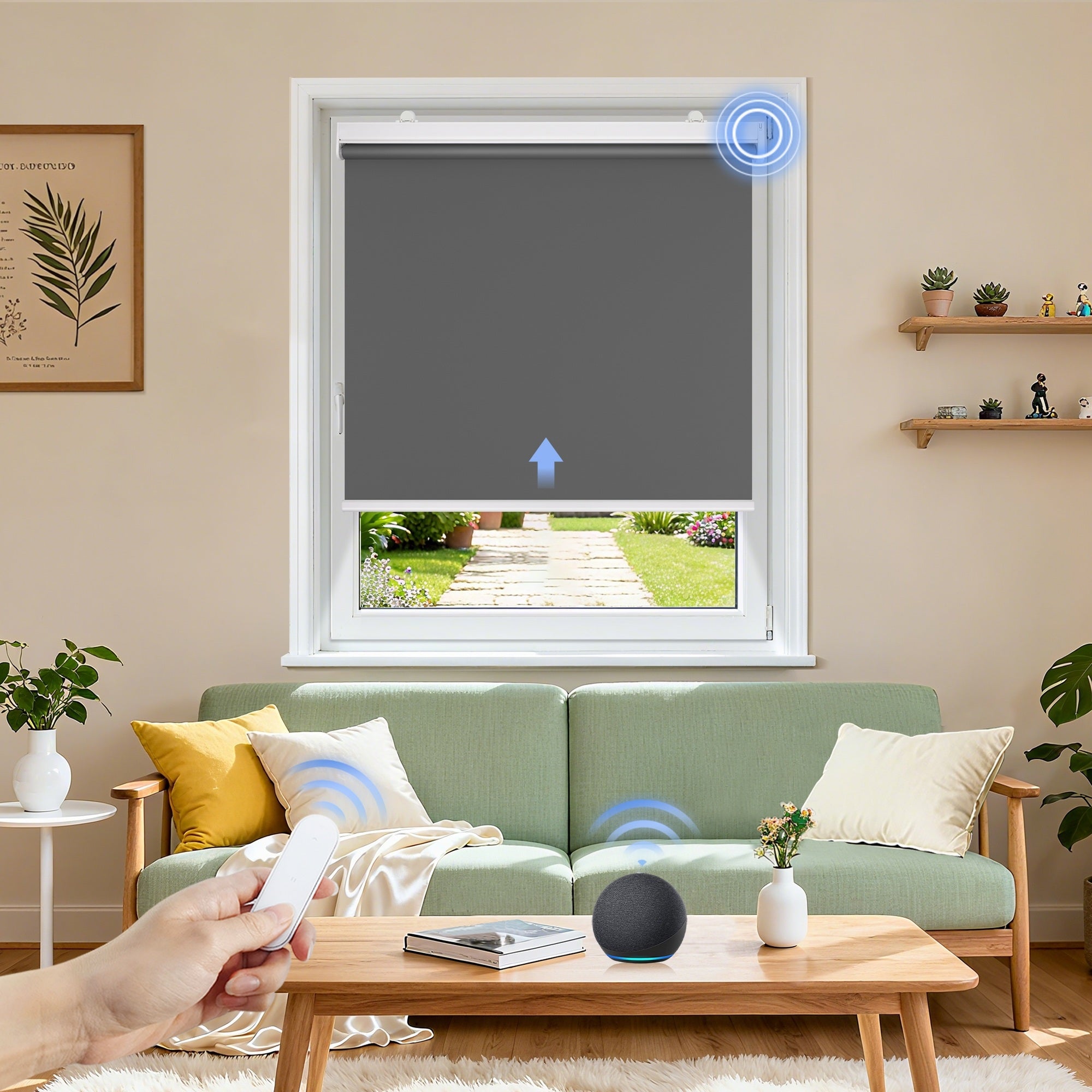 M100 Elektrisch | Verdunkelung | Batterie | Rollo | Dunkelgrau | Standardgröße