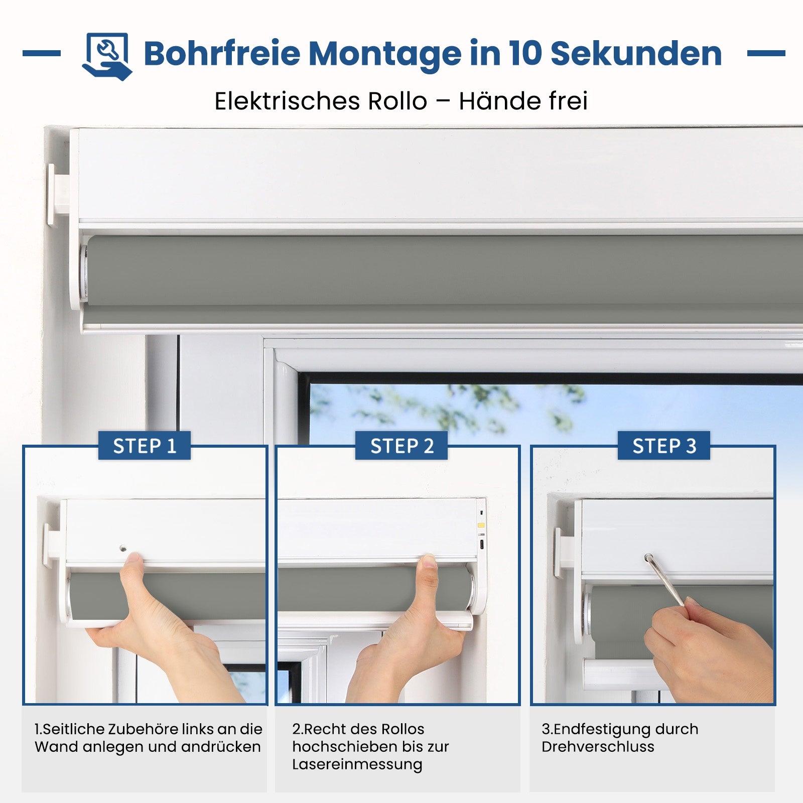M330 Elektrisch | Bohrenfrei | Verdunkelung | Akku | Rollo | Nach Maß