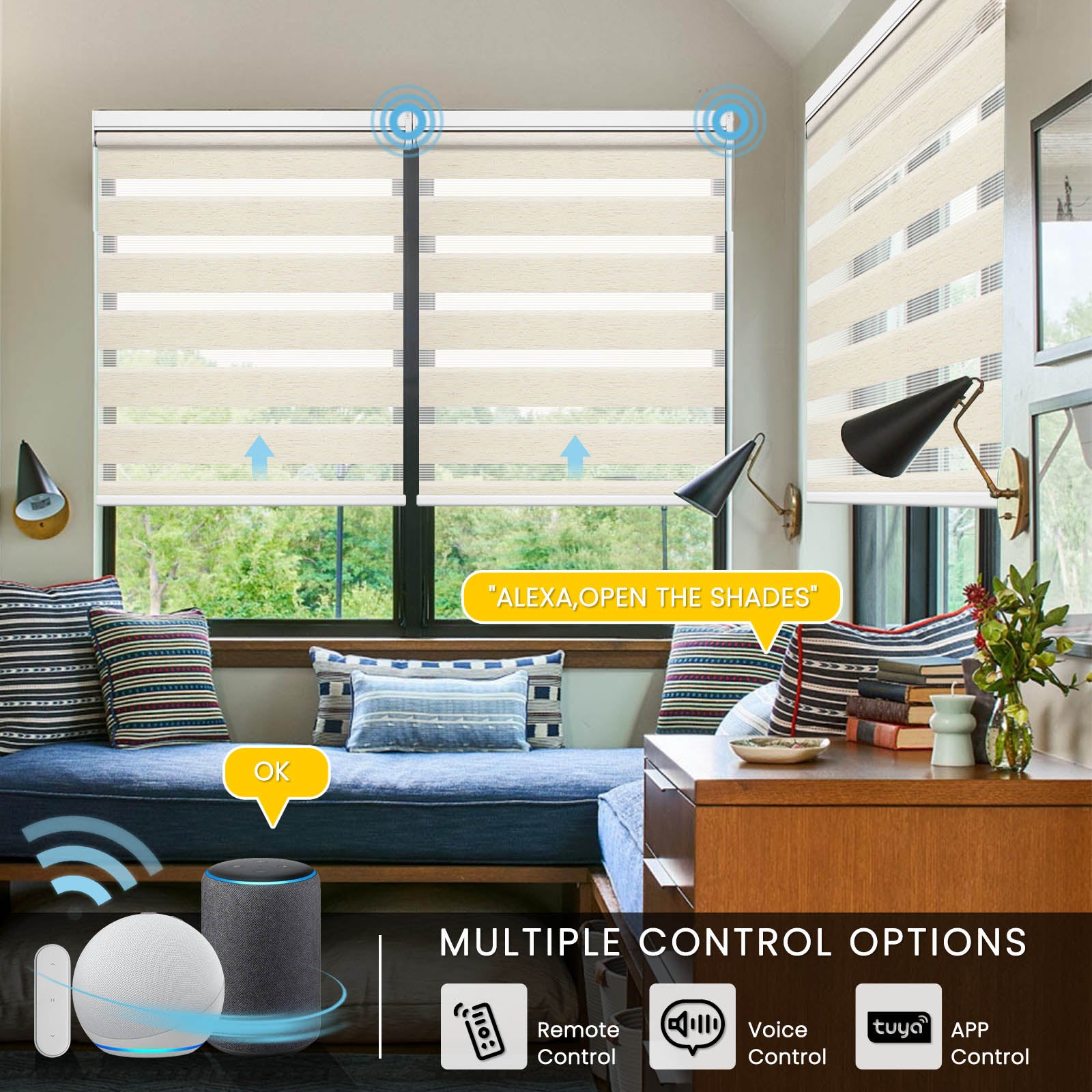 M100 Elektrisch | Lichtdurchlässige | Batterie | Zebra-Rollo | Nach Maß